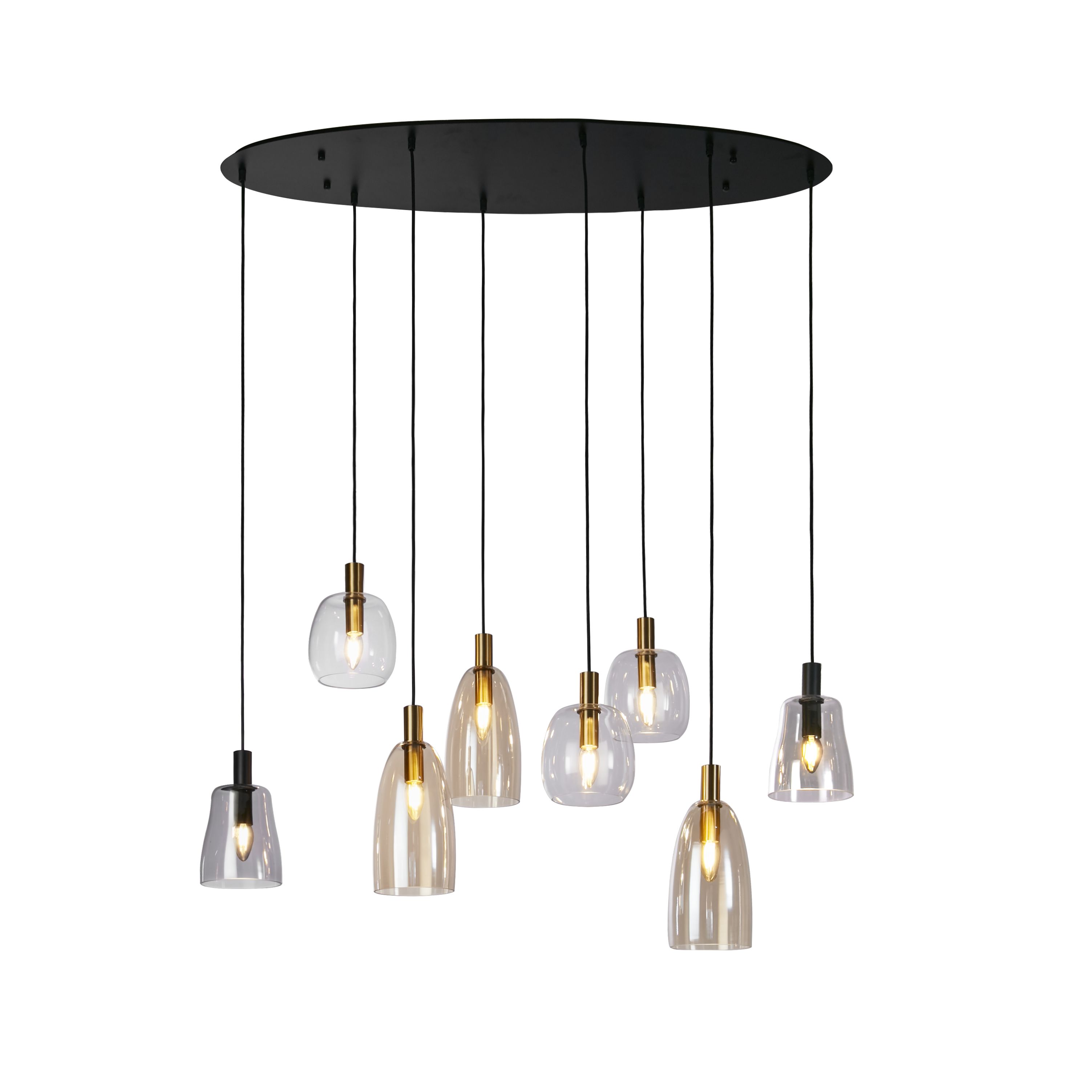 Searchlight Divine - lampe suspendue - x - noir mat et verre coloré