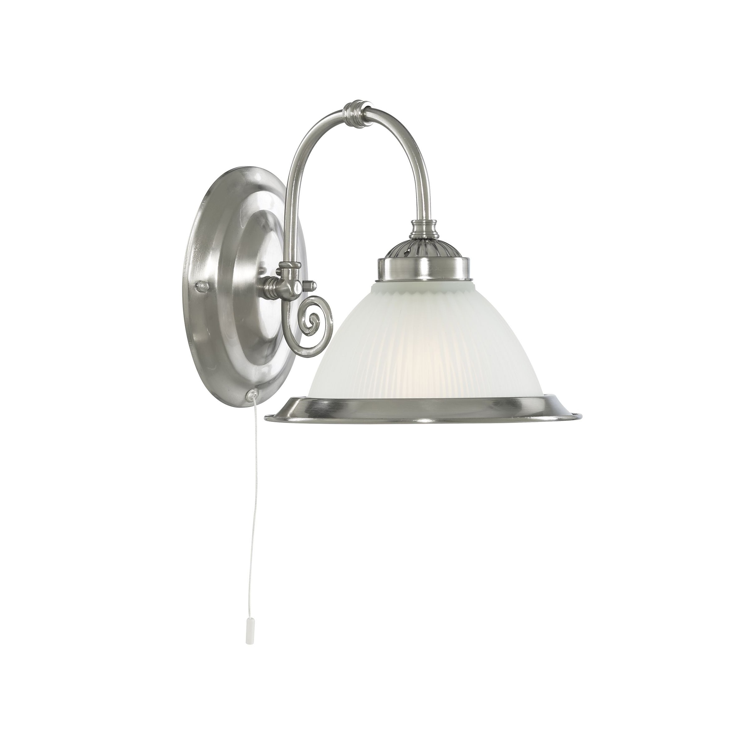 Searchlight American Diner - applique murale avec interrupteur à tirette - cm - argent satiné