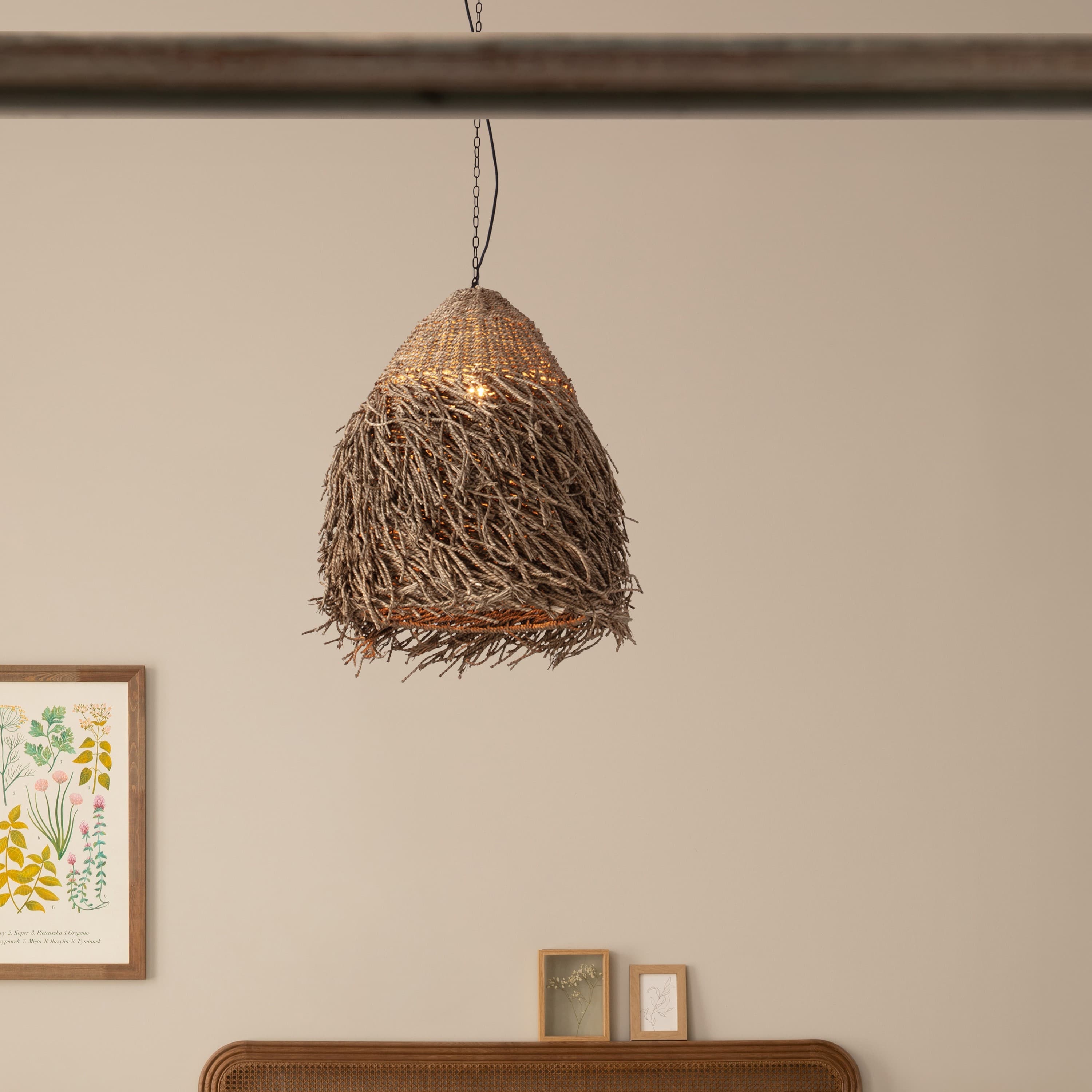 Nova Luce Hay - lampe suspendue - Ø cm - joncs de mer naturel et noir — vue 3
