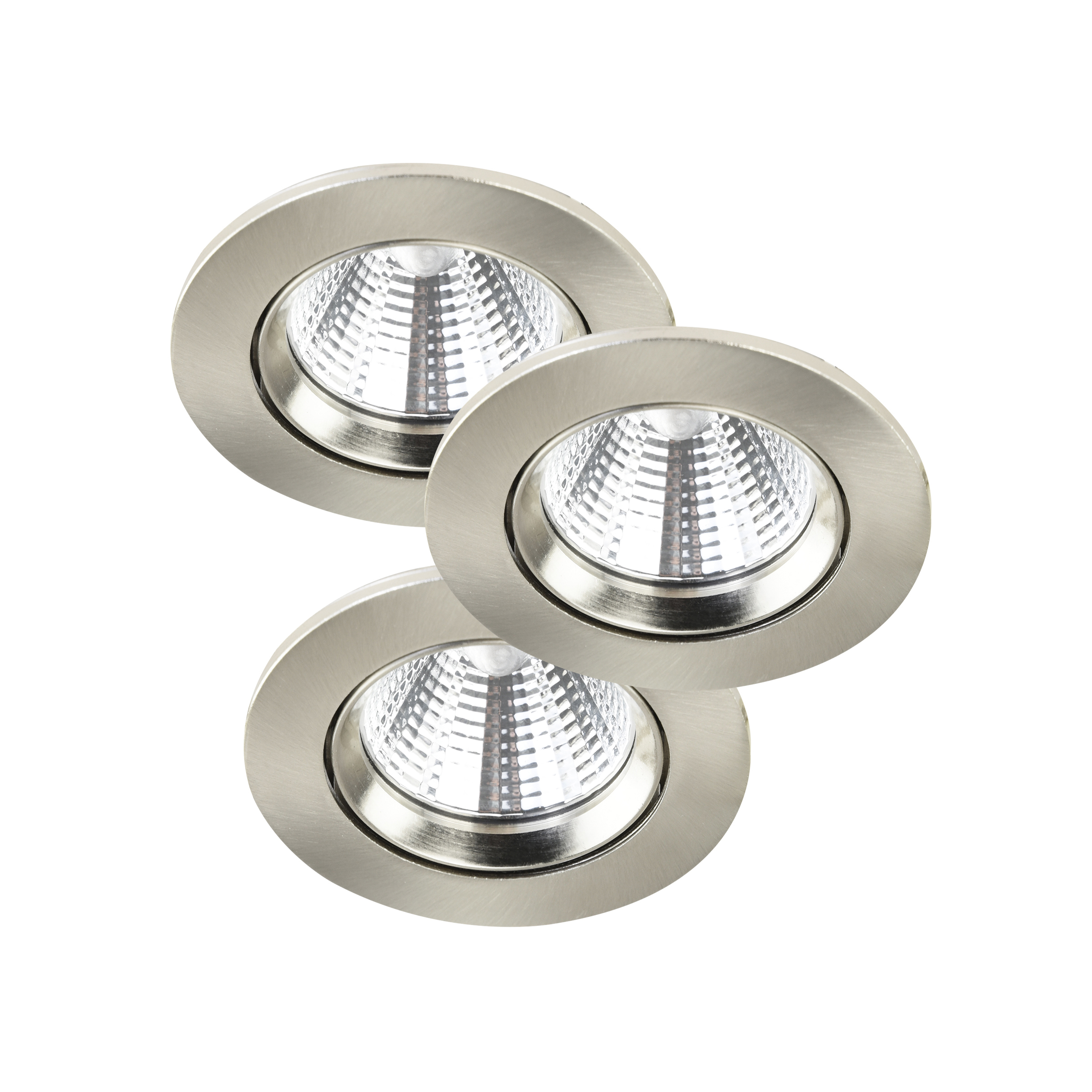 Nordlux Fremont - set de 3 - Ø 85 mm, Ø 72 mm encastré - 5,5W LED dimmable inclus - IP23 - acier brossé