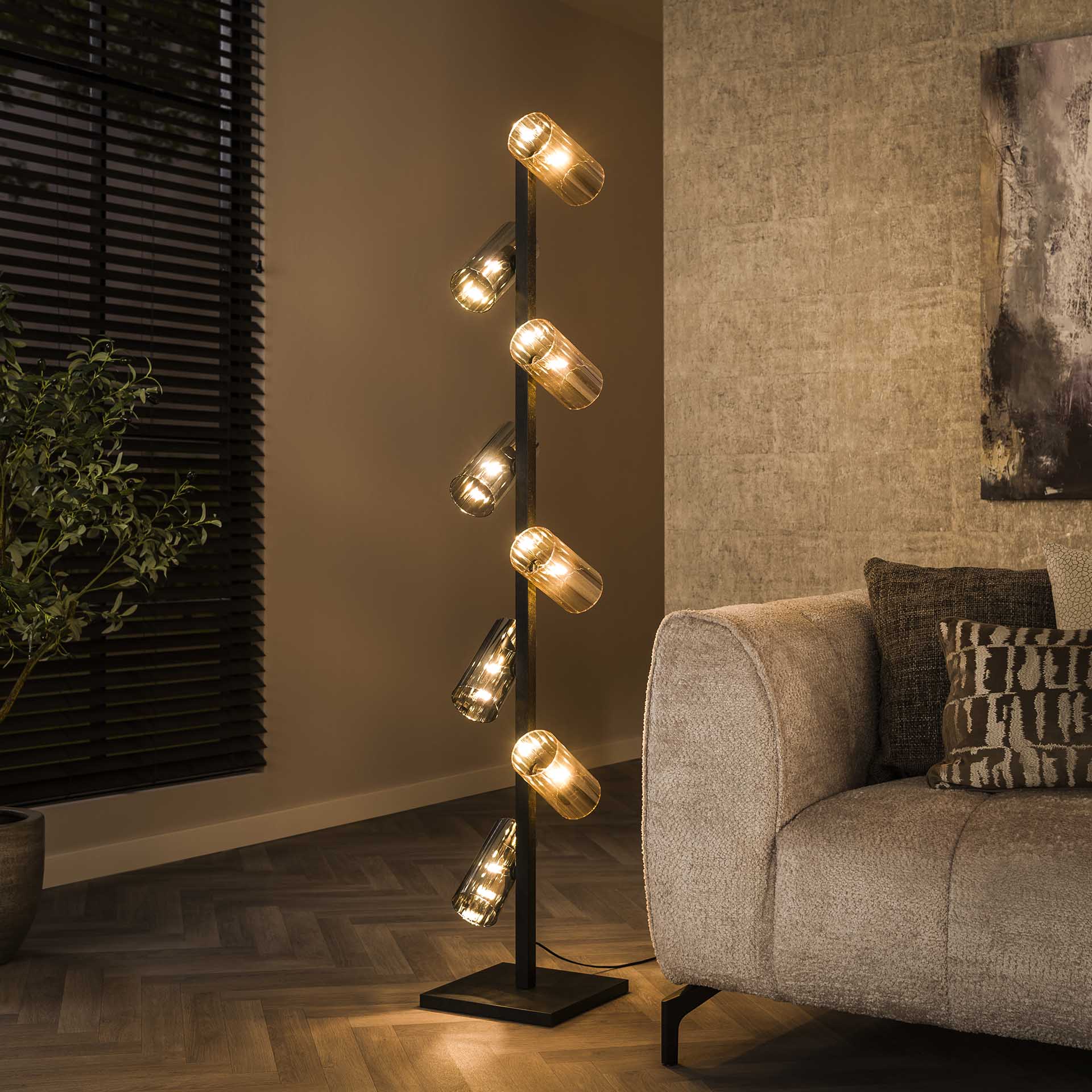 Vico Cylinder Mixed Glass - lampadaire - - noir