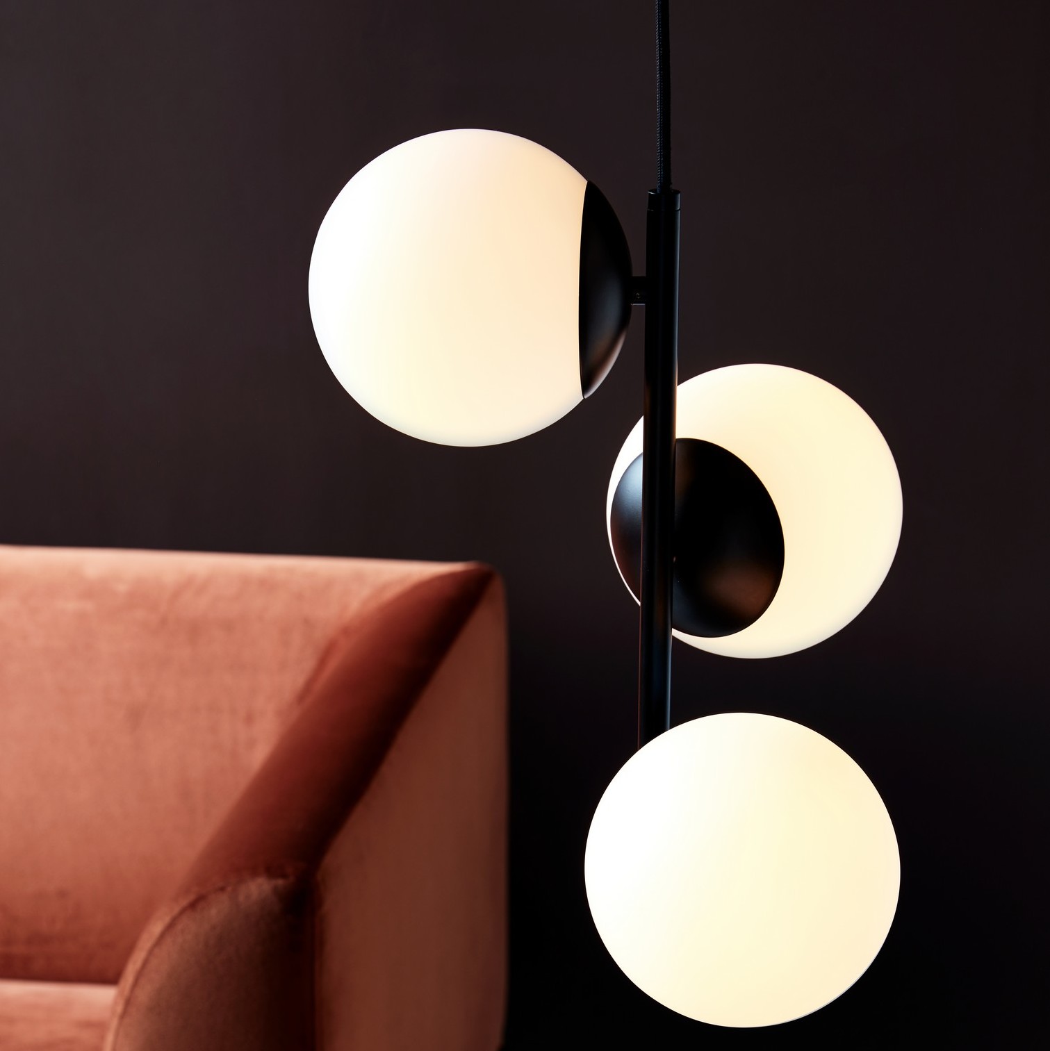Nordlux Lilly - lampe suspendue - Ø ,5 cm - noir et blanc opale