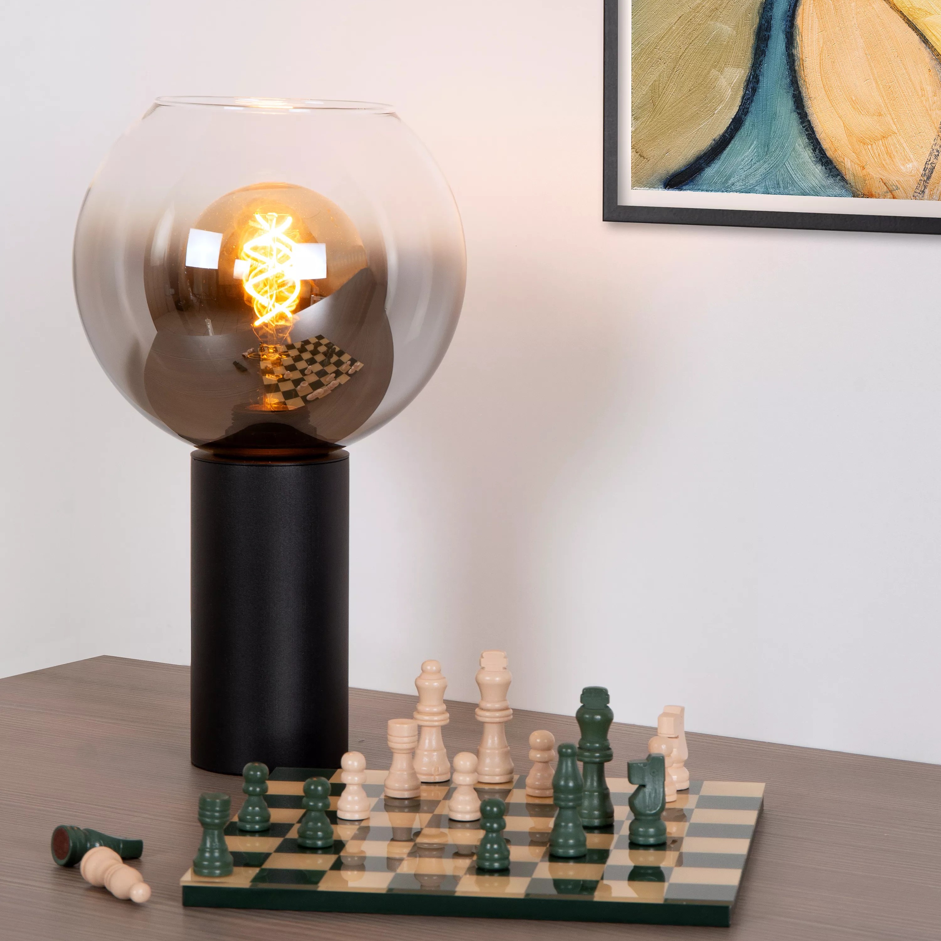 Lucide Marius - lampe à poser - Ø ,5 cm - noir fumé