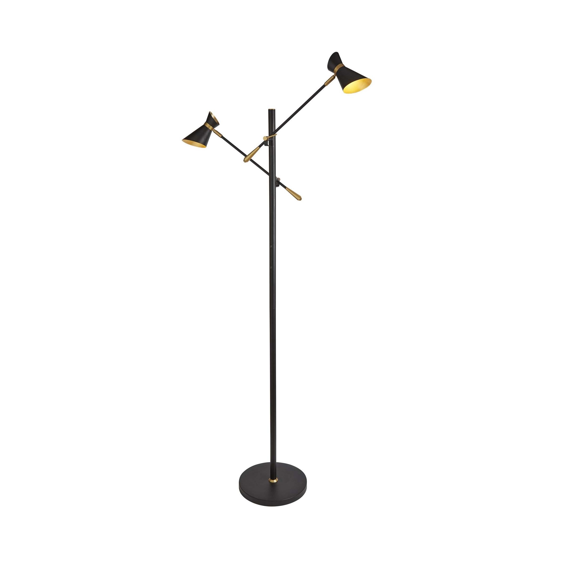 Searchlight Diablo - lampadaire - - W LED inclus - noir mat et or métallique