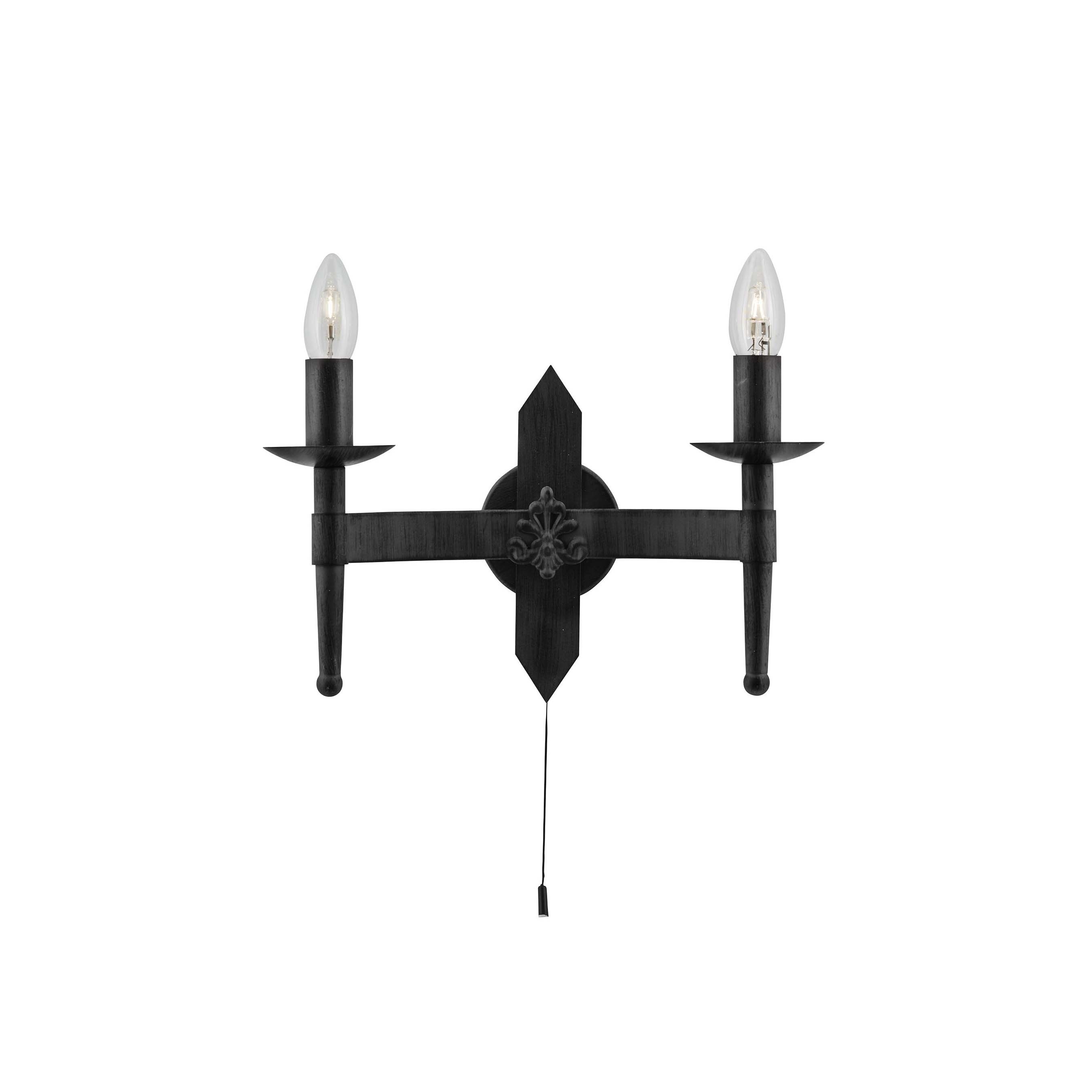 Searchlight Cartwheel - applique murale avec interrupteur à tirette - ,5 cm - noir