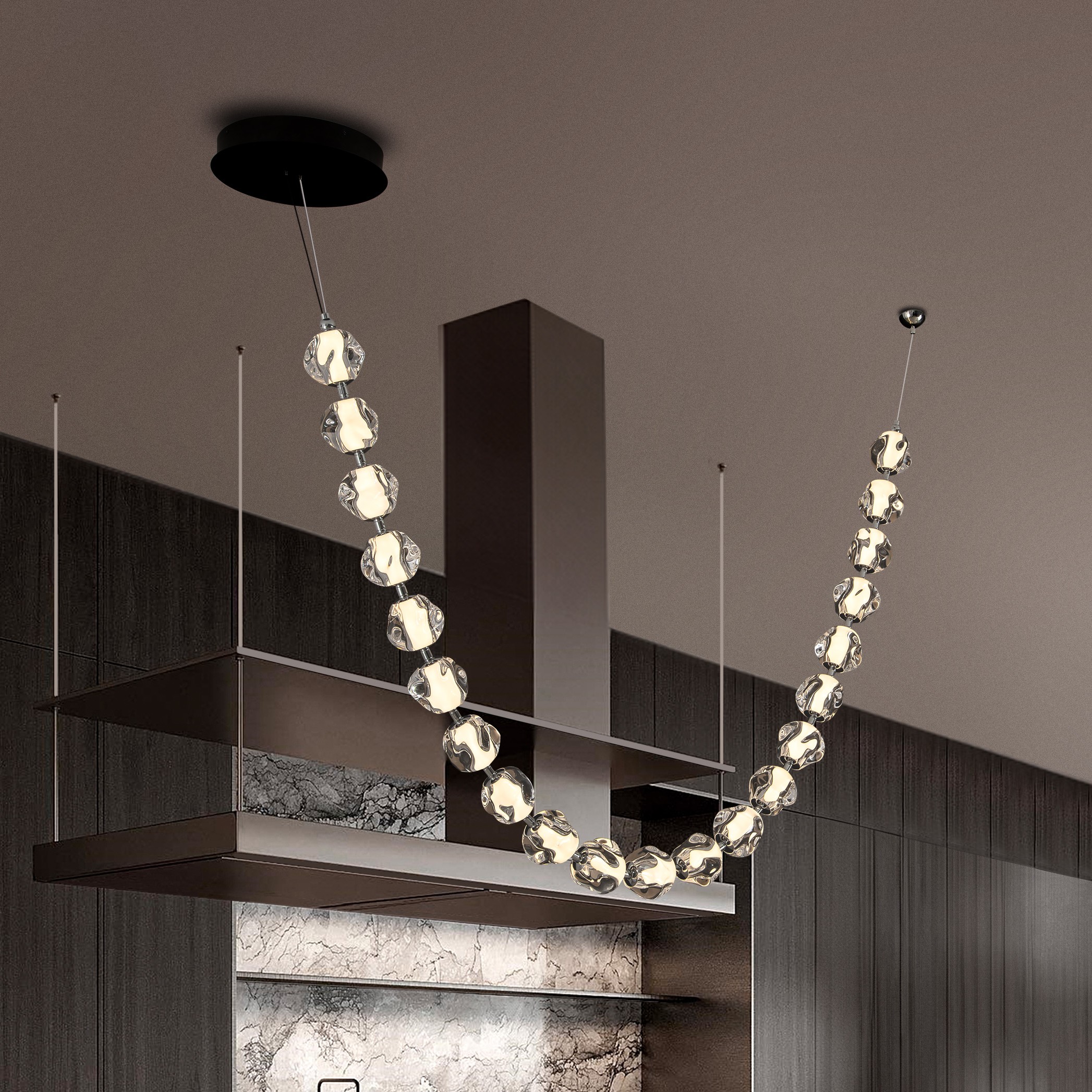 Nova Luce Ifos - lampe suspendue - cm - 91W dimmable LED inclus - noir sablé et métal chromé