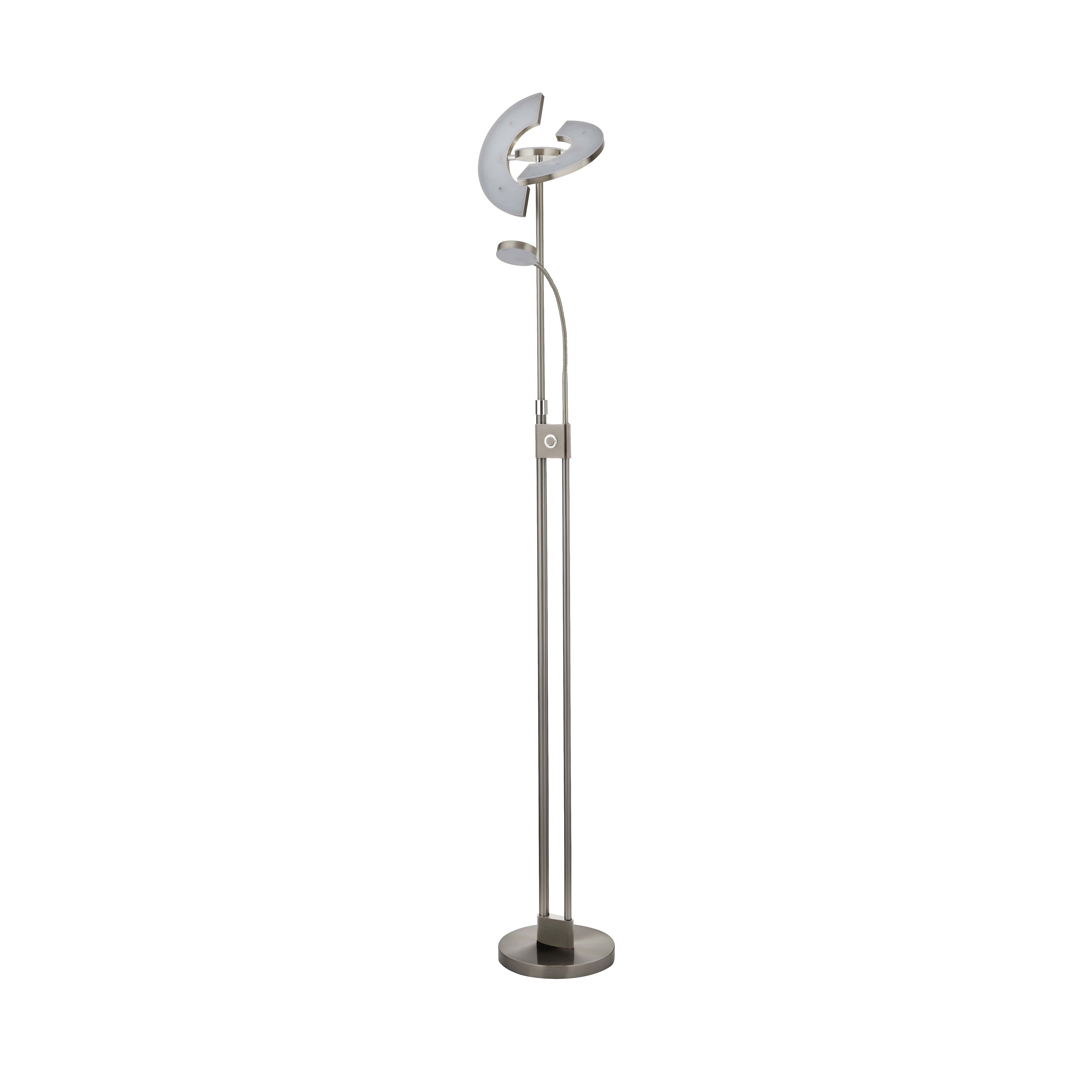 Searchlight Gio - lampadaire - - 32W + 4,5W LED inclus - nickel satiné et blanc