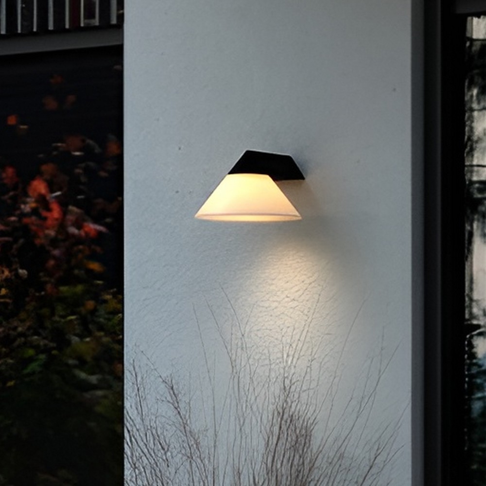 Nordlux Linas - Applique d"extérieur - 28,8 x 25,7 x 16,3 cm - IP54 - noir et opale