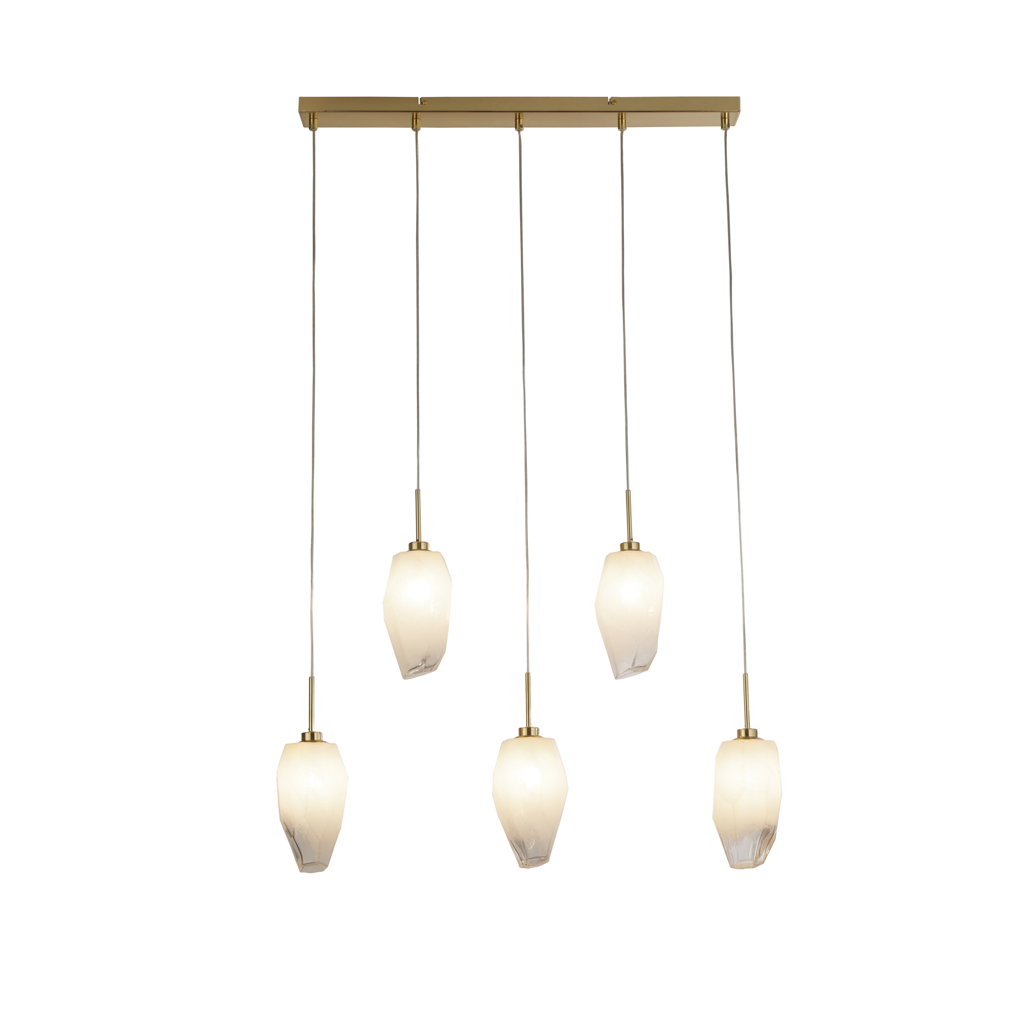 Searchlight Rocky - lampe suspendue - cm - laiton satiné et blanc — vue 3