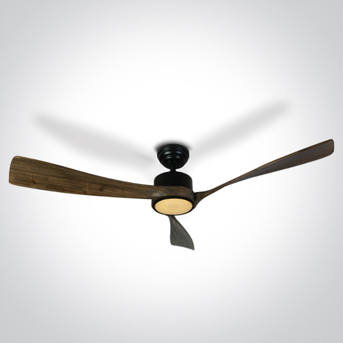 ONE Light Black Body Rod - ventilateur de plafond avec lumière et télécommande - Ø cm - noir et brun foncé