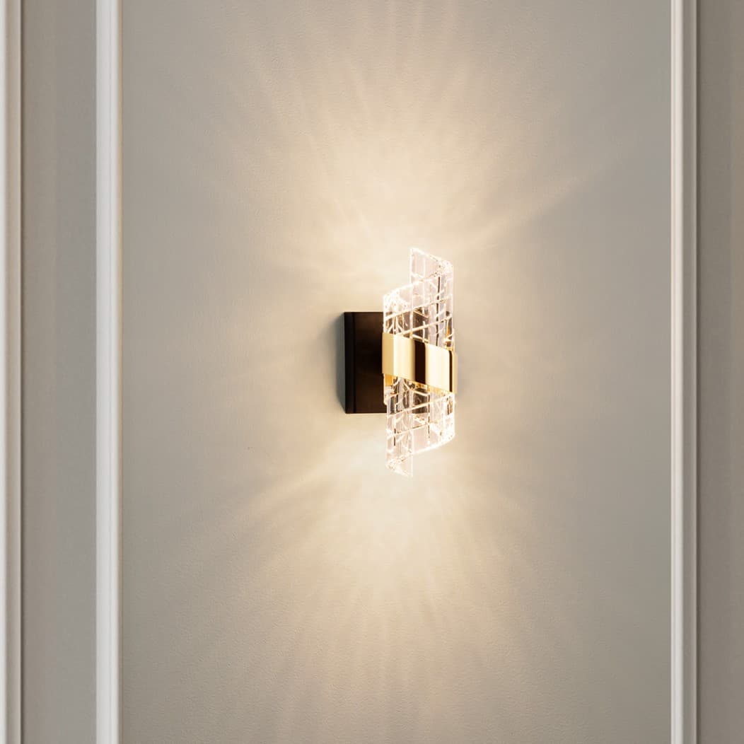 Nova Luce Seneca - applique murale - 12,3 x cm - 9W LED inclus - or et noir