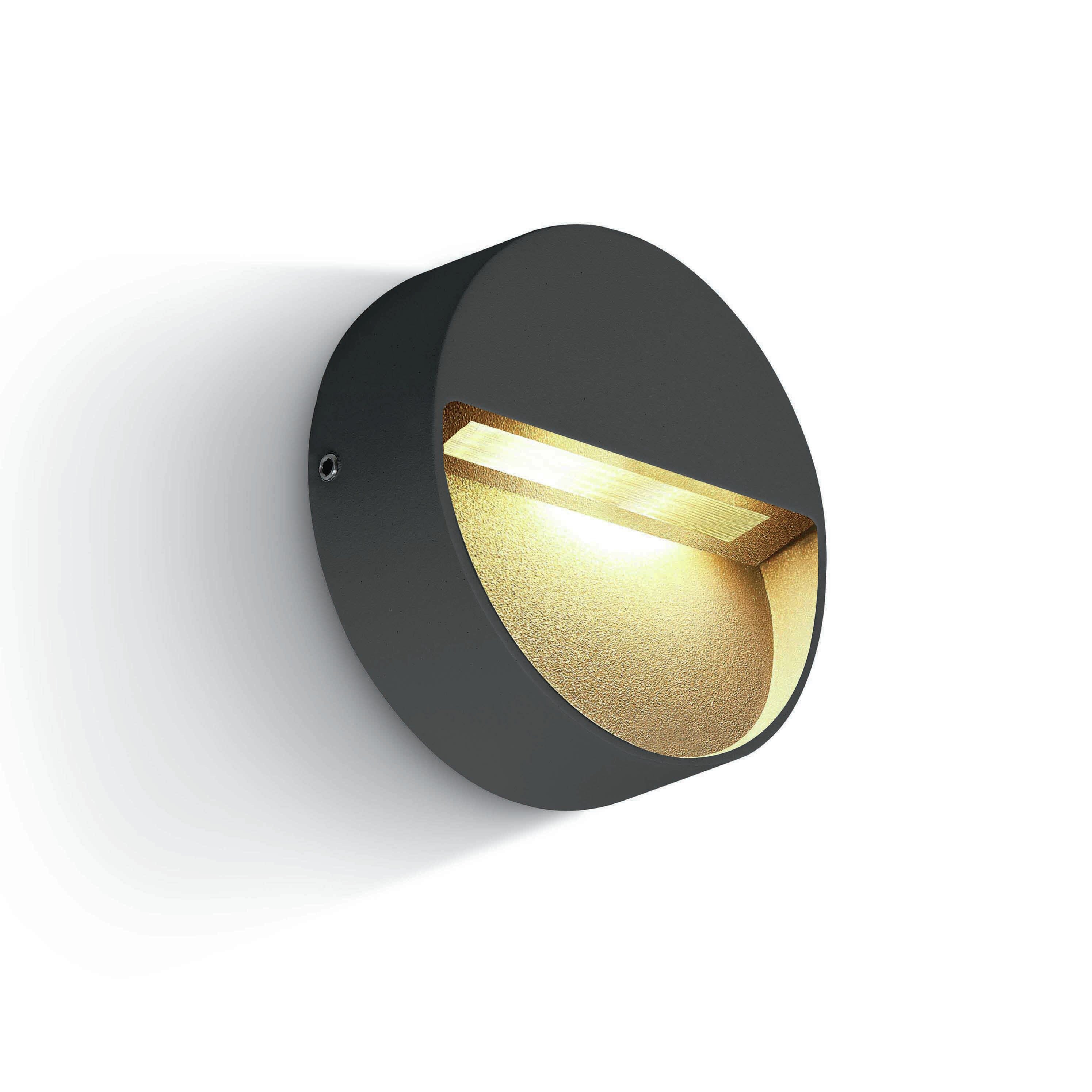 ONE Light Round Indoor/Outdoor Wall Dark Lights - applique murale extérieure - Ø cm - 3W LED inclus - IP54 - anthracite