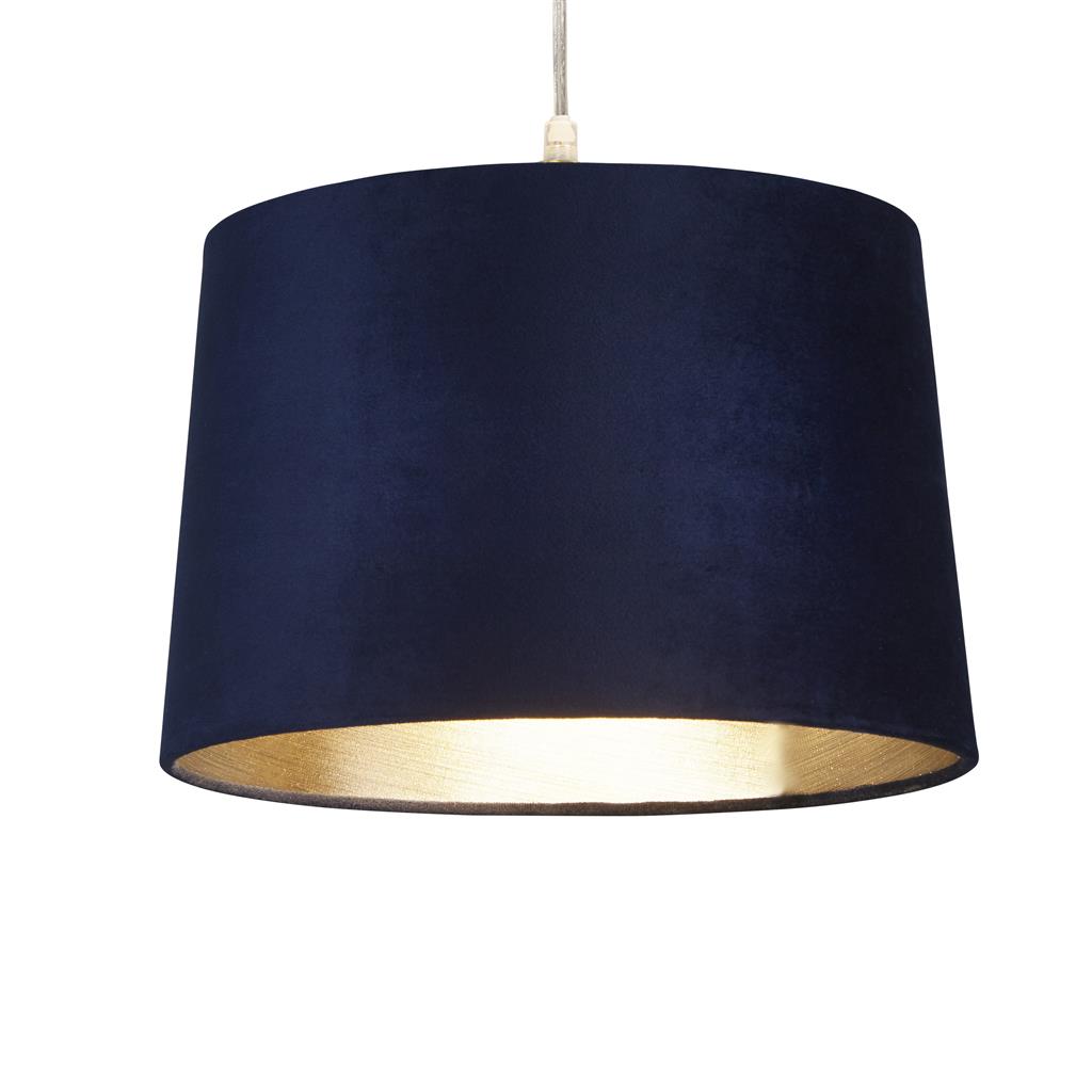Searchlight Abat-jour tambour - Ø cm - bleu marine et or brossé