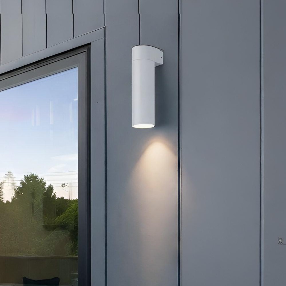 Nova Luce Lusy - applique murale extérieure - Ø x 7 cm - 5W LED inclus - IP65 - blanc sablé