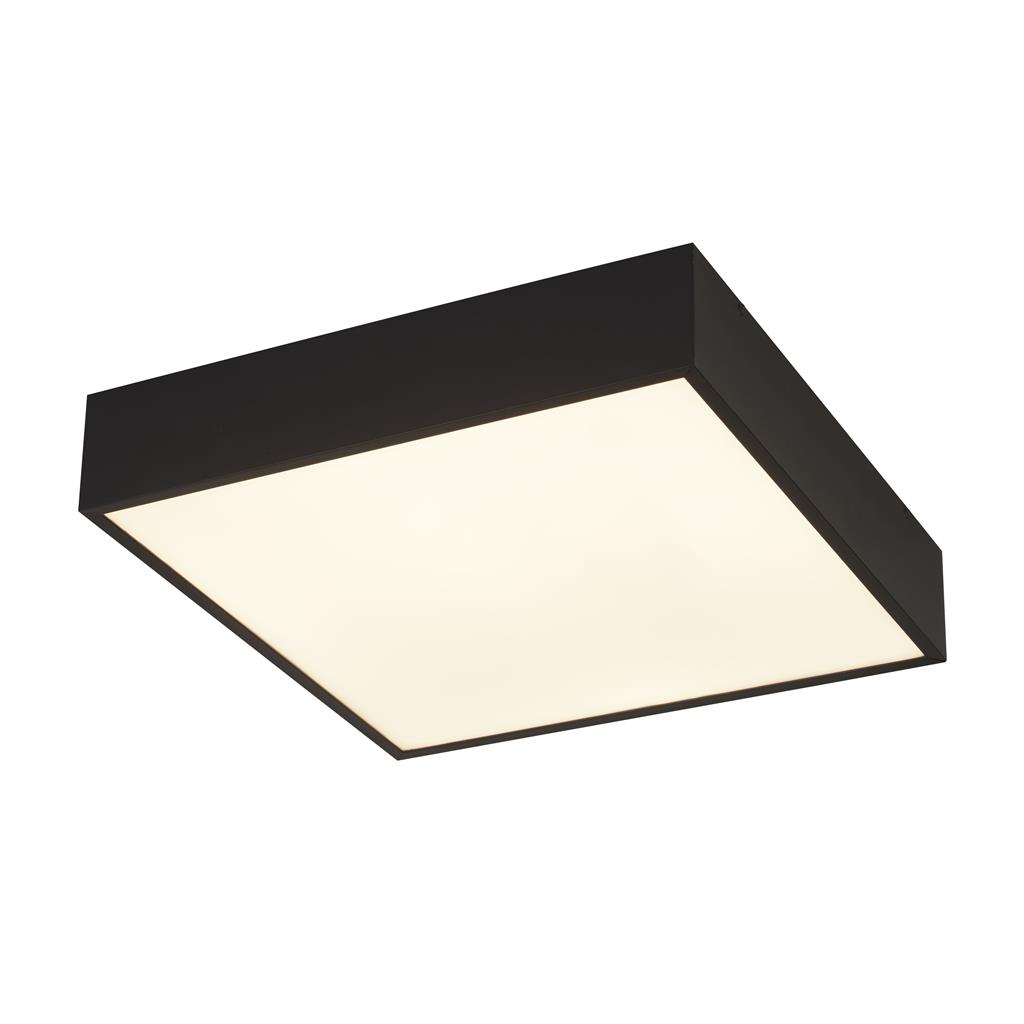 Searchlight Zeus - plafonnier - x 6 cm - 16W LED inclus - IP44 - noir et opale