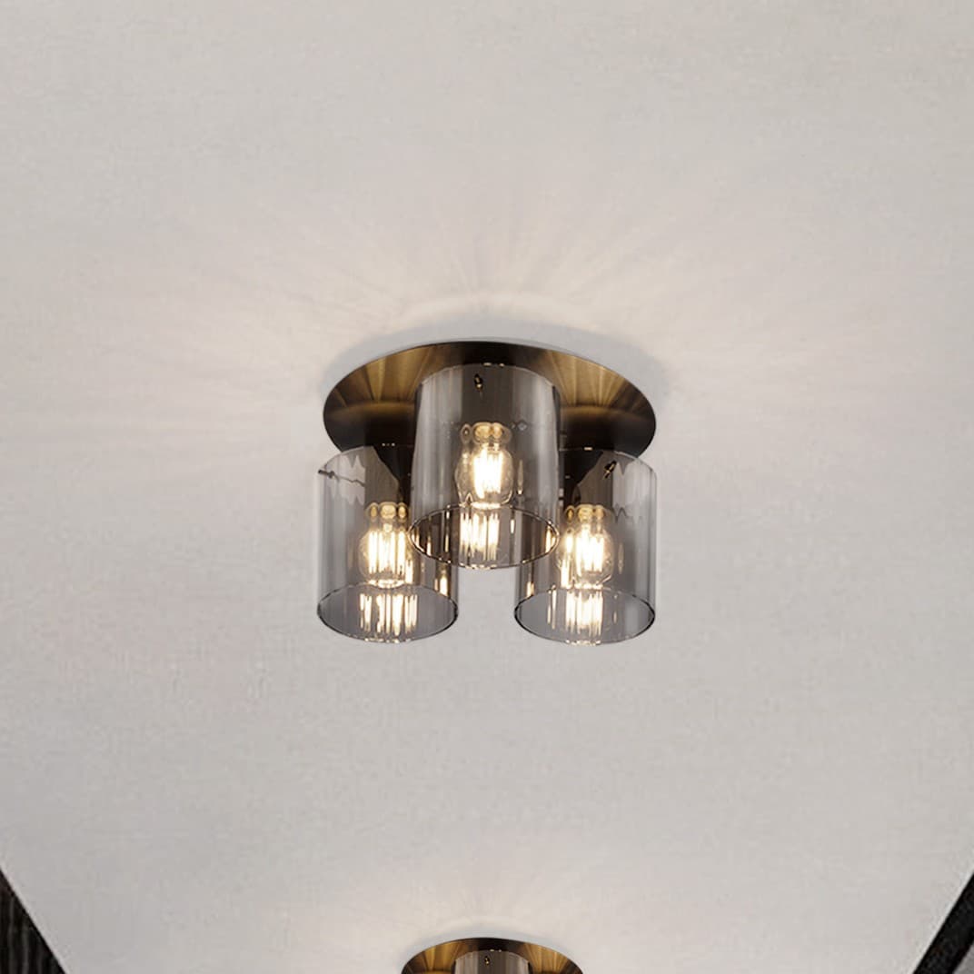Nova Luce Mirbi - plafonnier - Ø cm - noir sablé et verre fumé