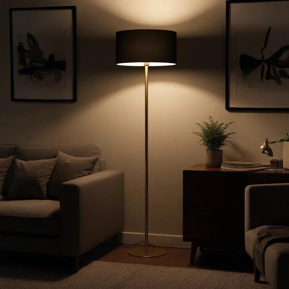 Nova Luce Sibnia - lampadaire - Ø ,8 cm - laiton doré et noir