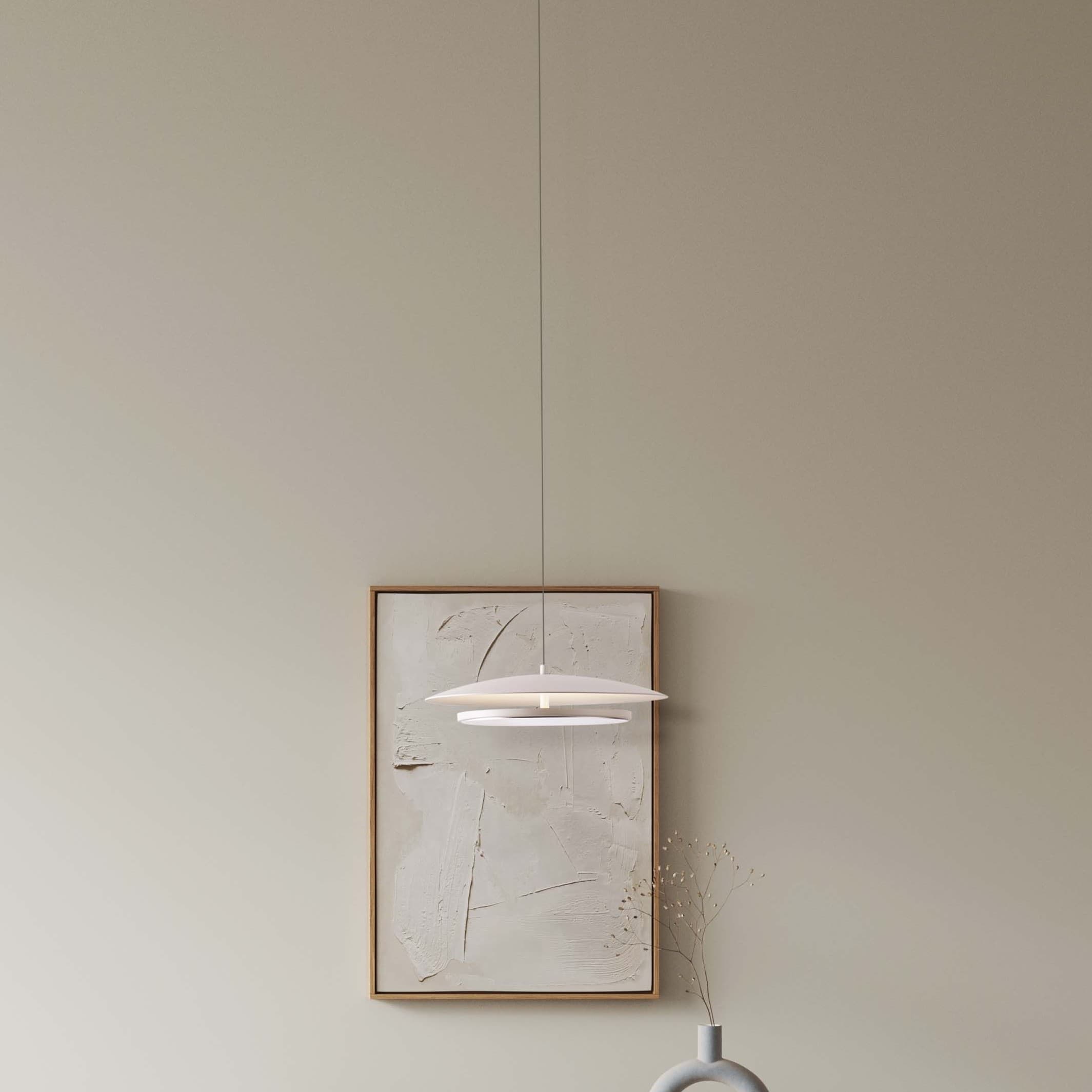 Nova Luce Olos - lampe suspendue - Ø cm - 21W dimmable LED inclus - blanc sablé et miroir chromé