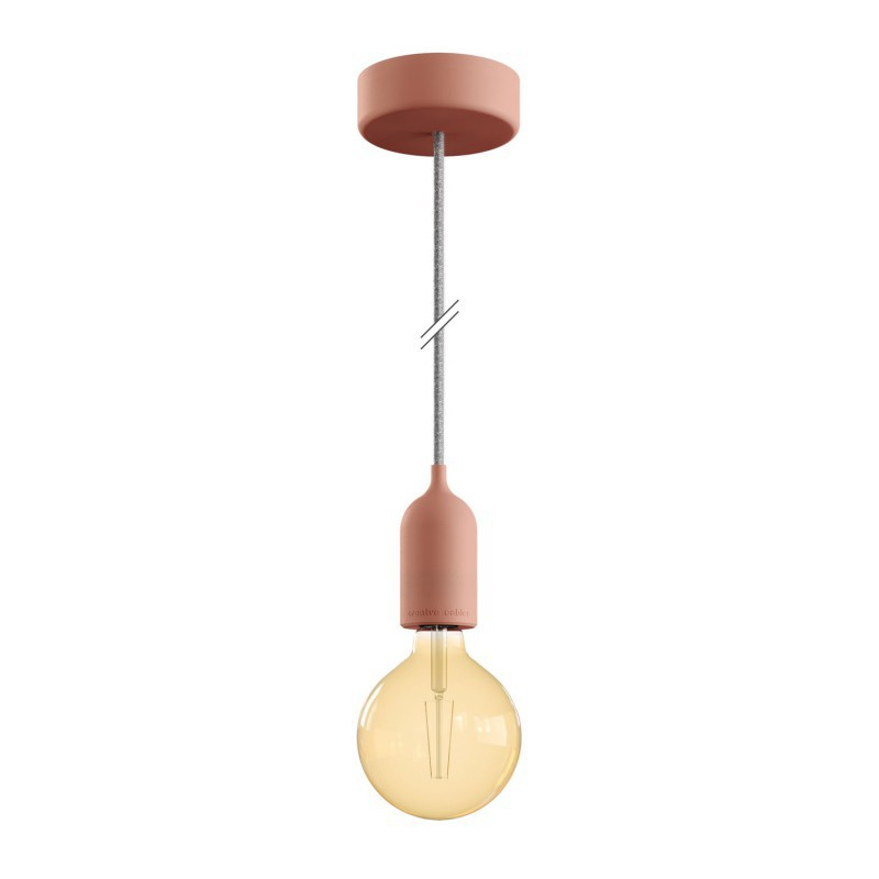 Creative Cables Eiva Pastel - suspension extérieure avec fixation plafond en silicone - Ø 12,5 x 164,5 cm - IP65 - rose saumoné