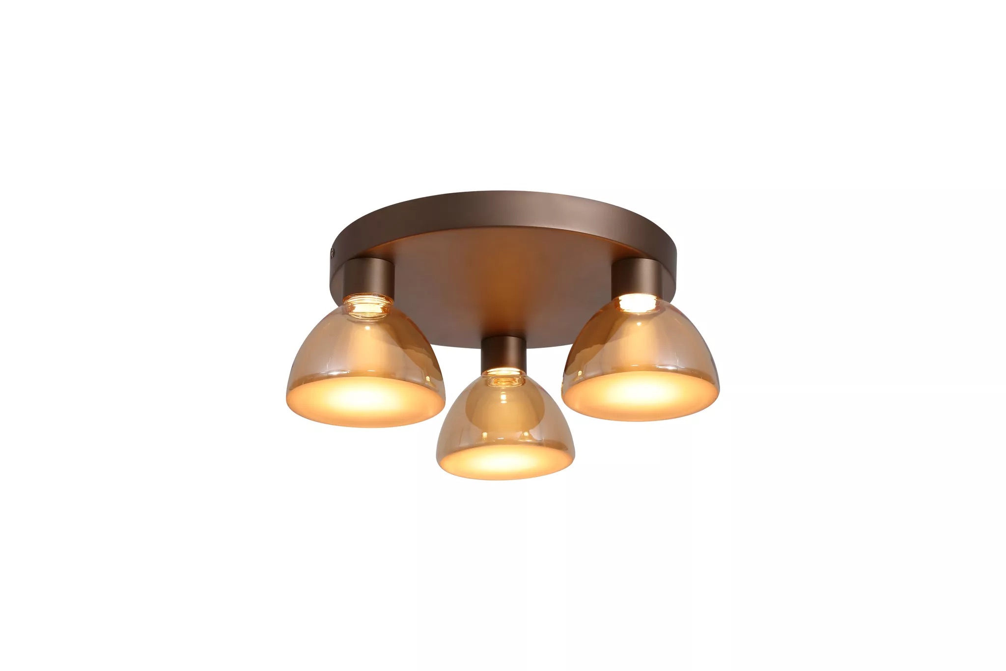 Searchlight Cannes - Plafonnier - Ø ,1 cm - LED dimmable 21W incluse - brun café et ambre