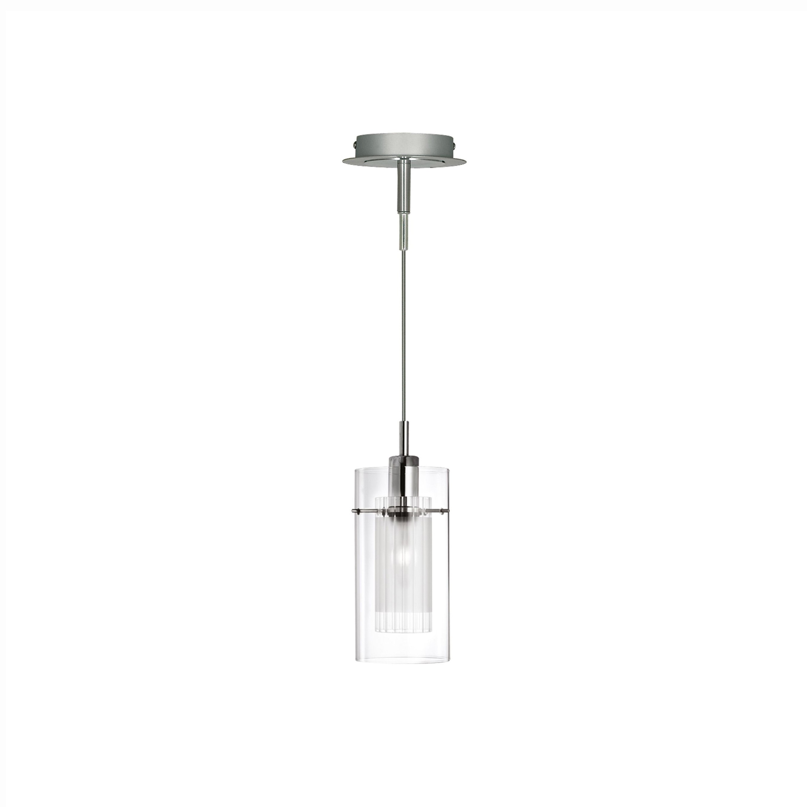 Searchlight Duo 1 - lampe suspendue - Ø cm - chrome et verre glacé