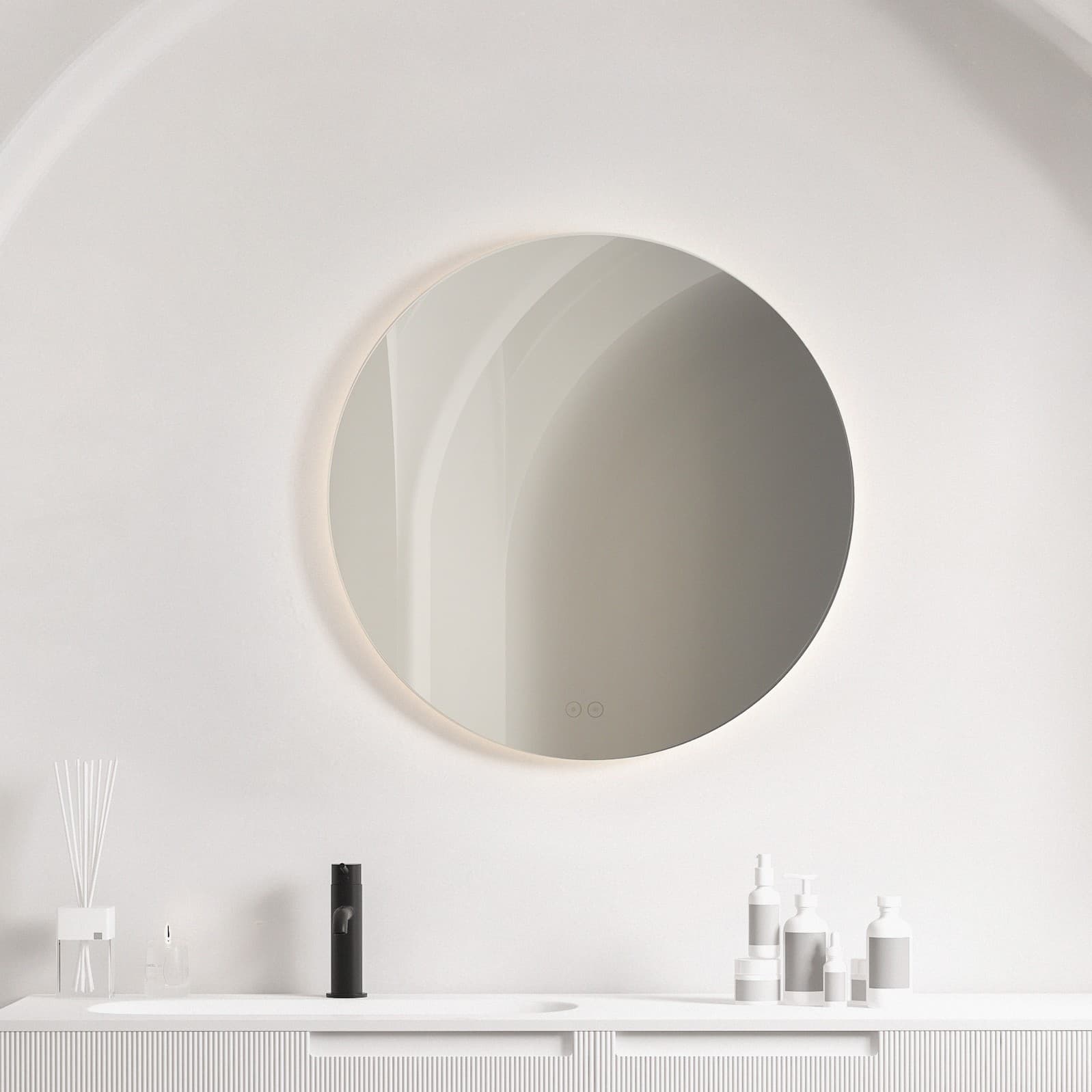 Nova Luce Dab - miroir avec éclairage - Ø cm - 33W LED inclus - IP44 - argent