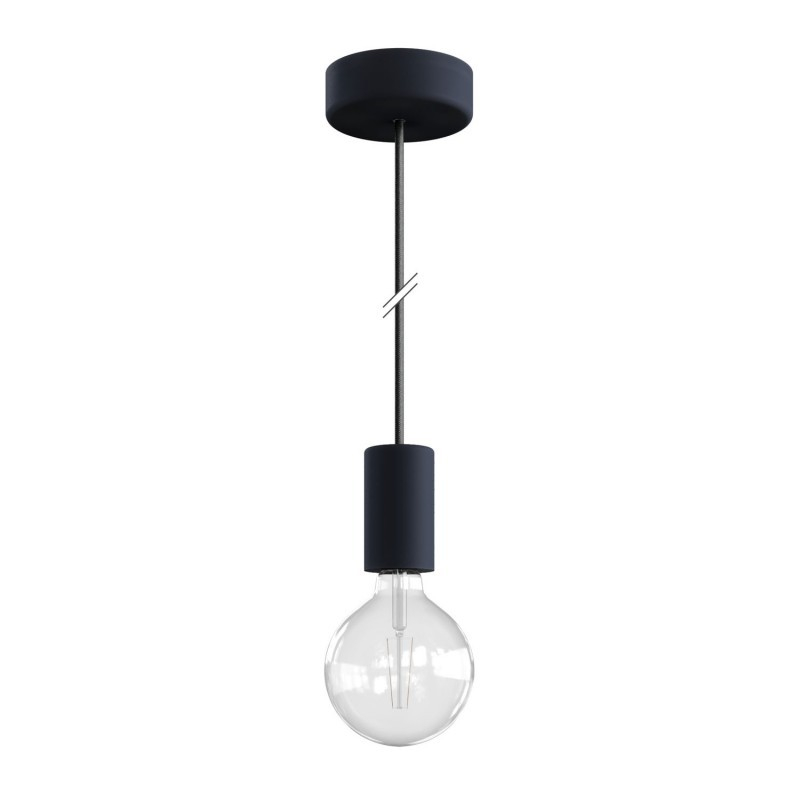 Creative Cables Eiva - suspension extérieure avec fixation plafond en silicone - Ø 12,5 x 164,5 cm - IP65 - noir charbon