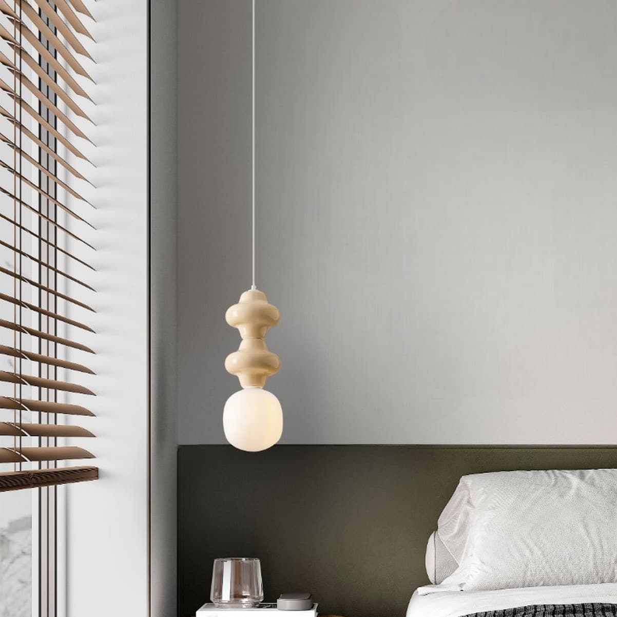 Nova Luce Clio - lampe suspendue - Ø cm - jaune, blanc et verre opale