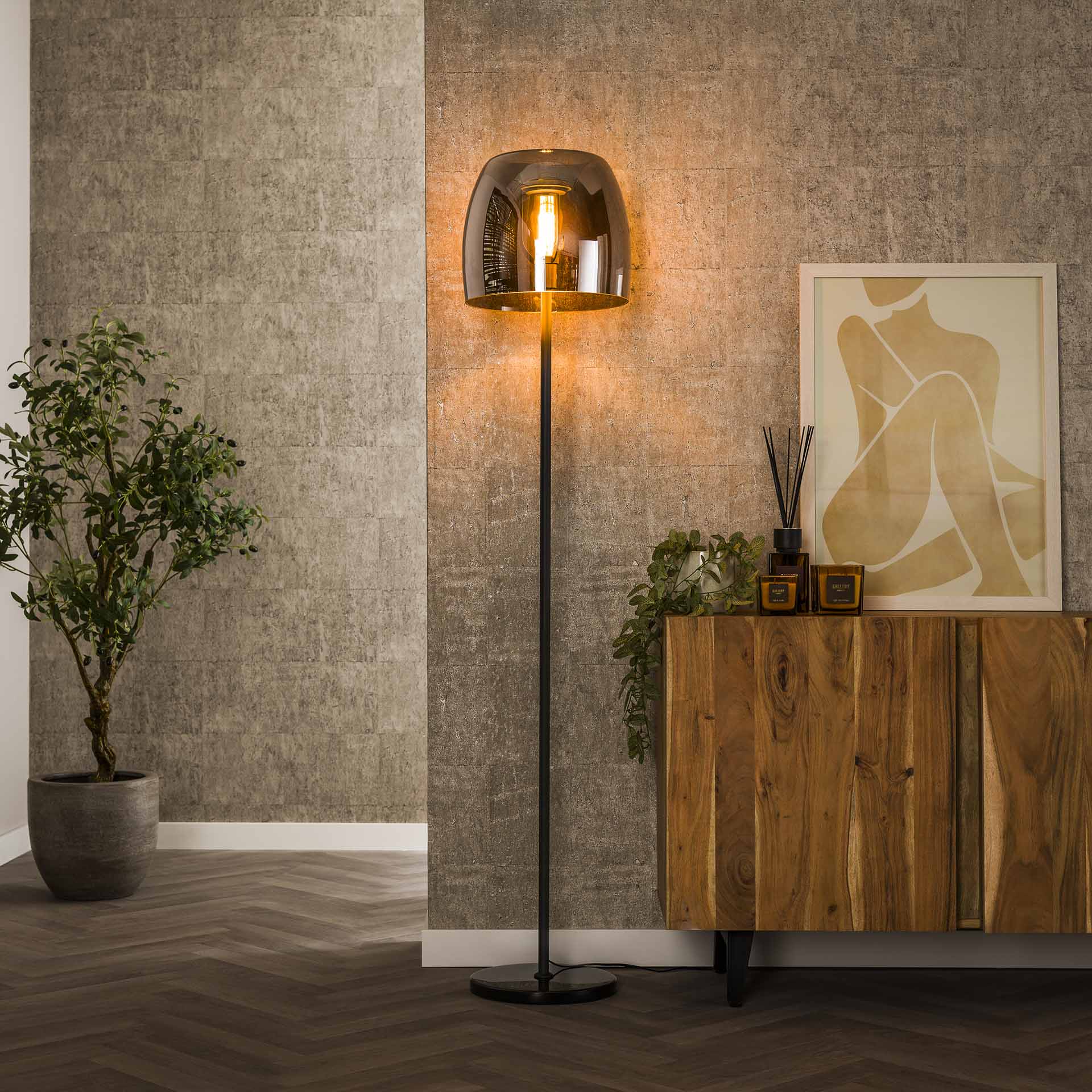 Vico Drift Glass - lampadaire - - verre fumé