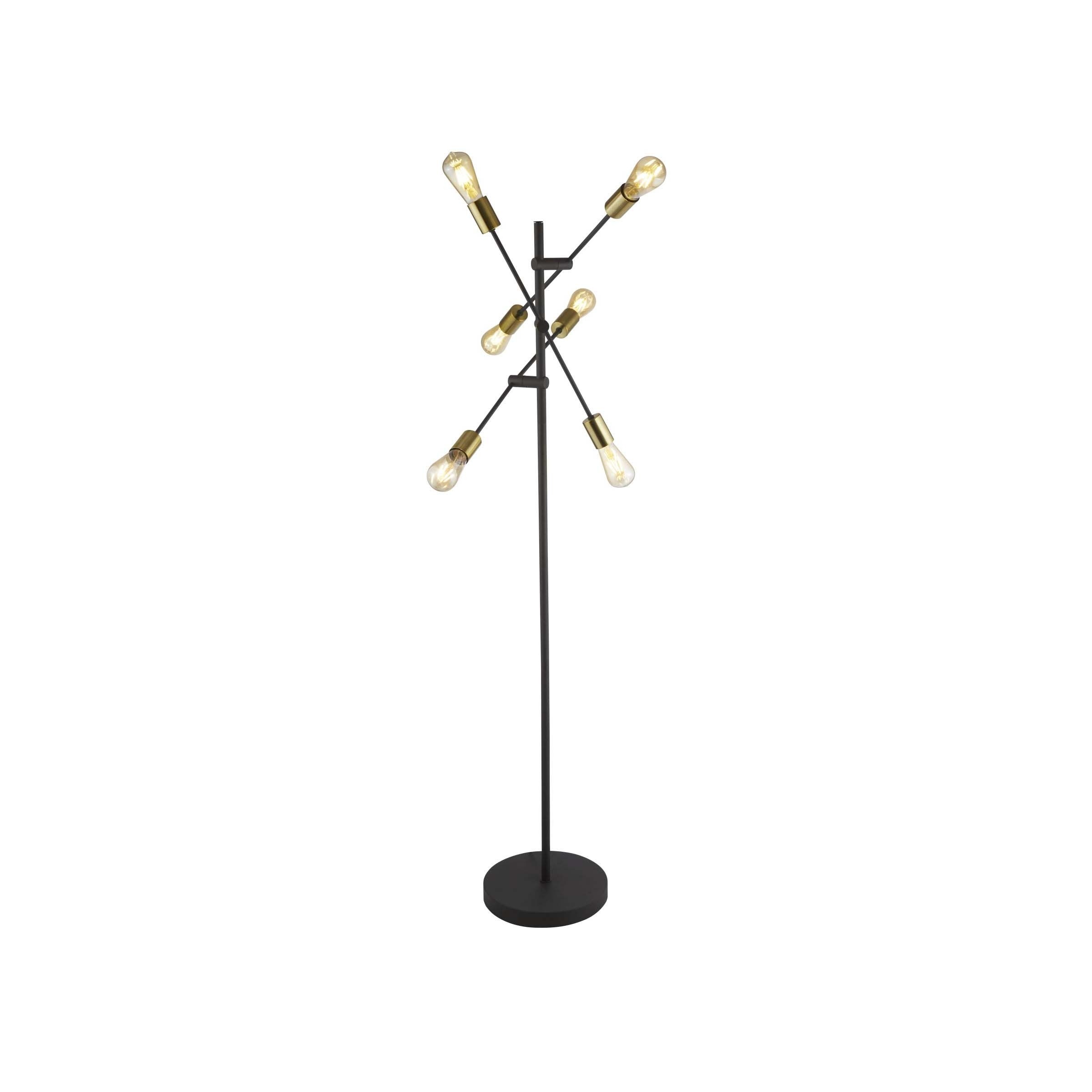 Searchlight Armstrong - lampadaire - Ø cm - laiton satiné et noir mat