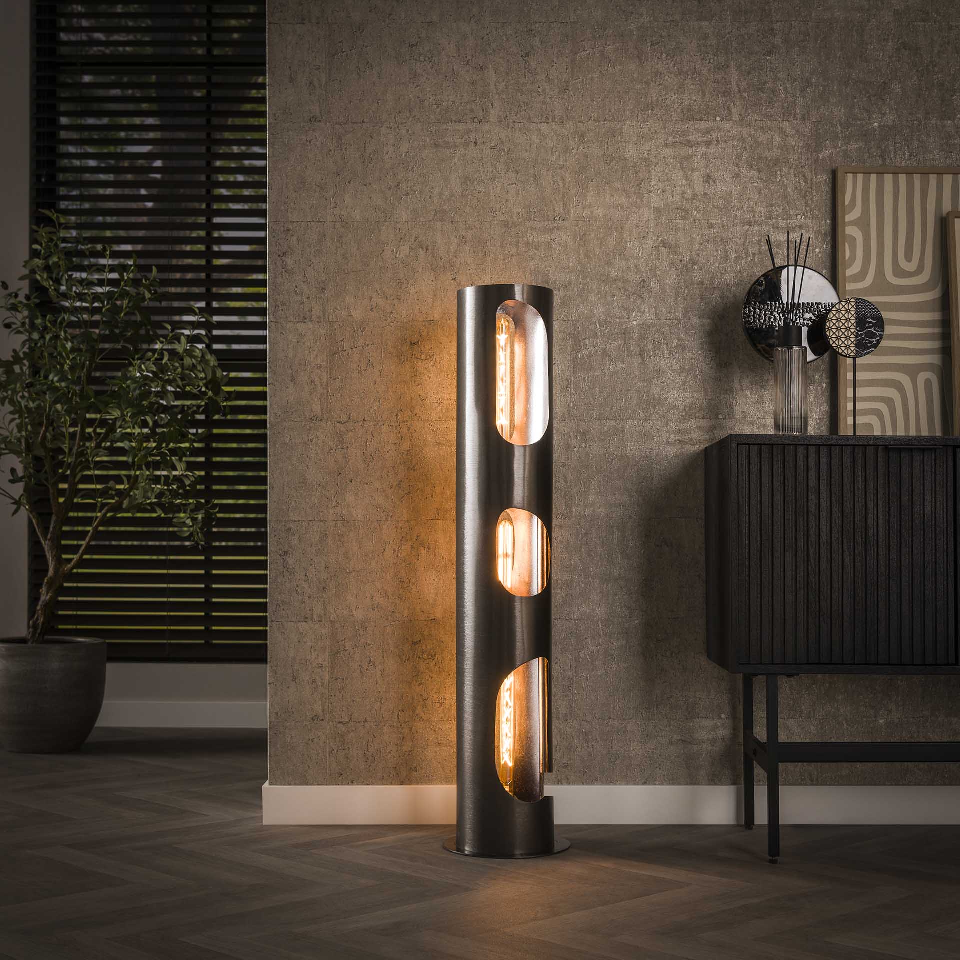 Vico Organic Cylinder L - lampadaire - - nickel noir