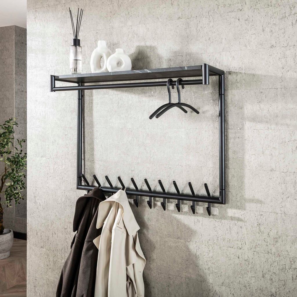 Vico Tenaro – porte-manteau avec étagère murale – × – graphite