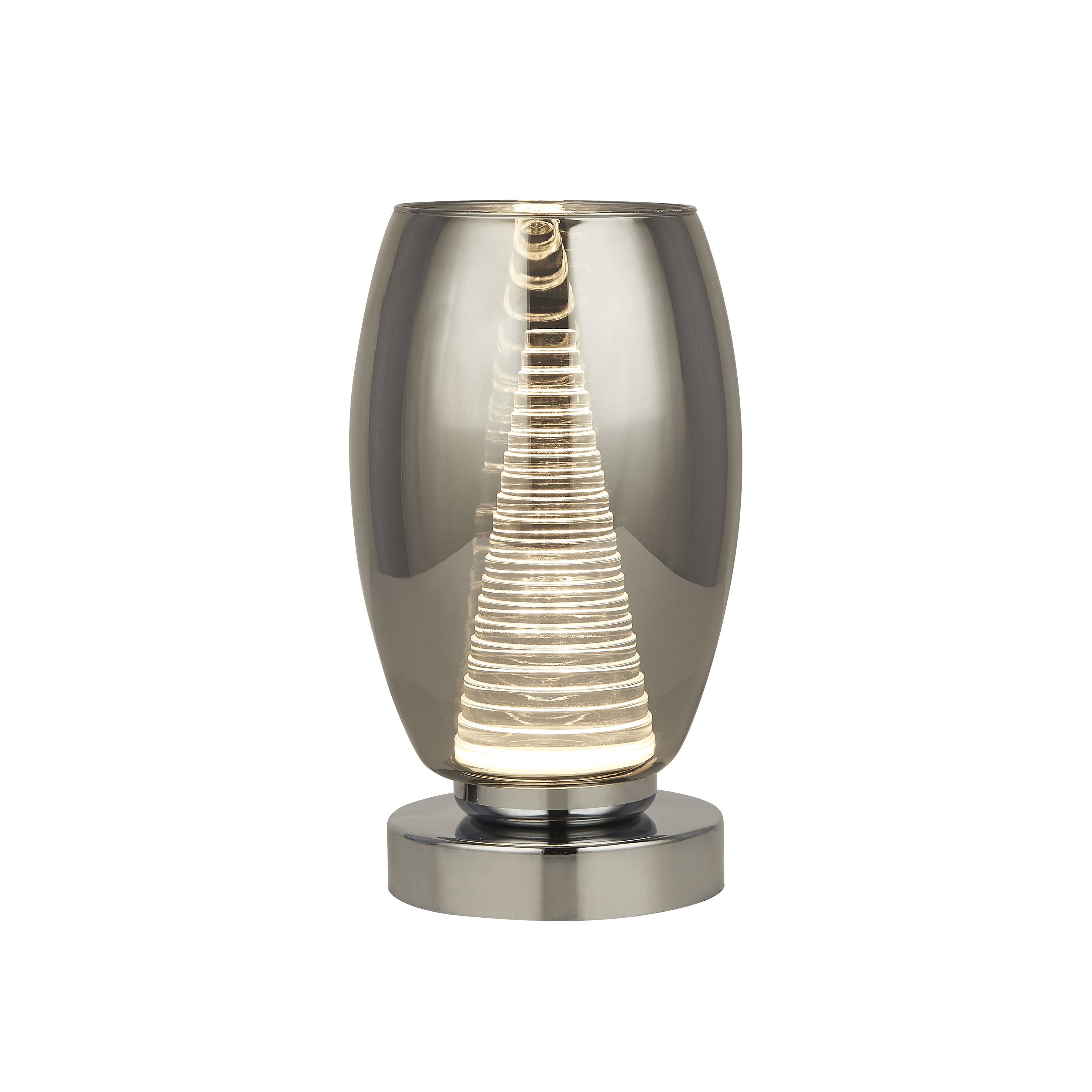 Searchlight Cyclone - lampe à poser - Ø 11,5 x 20,5 cm - 6W LED inclus - chrome et verre fumé