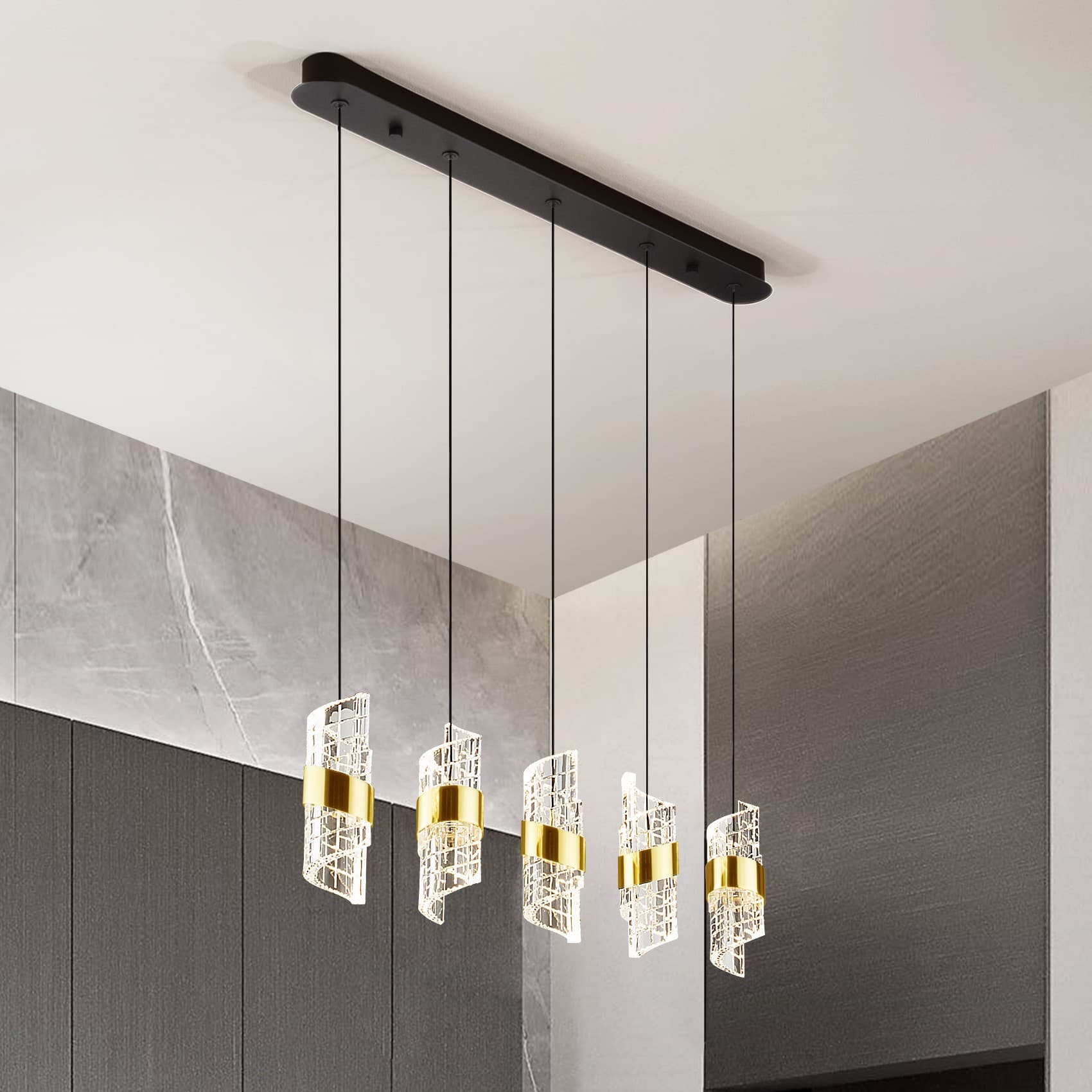 Nova Luce Seneca - lampe suspendue - x 7,5 cm - 41W LED inclus - or et noir