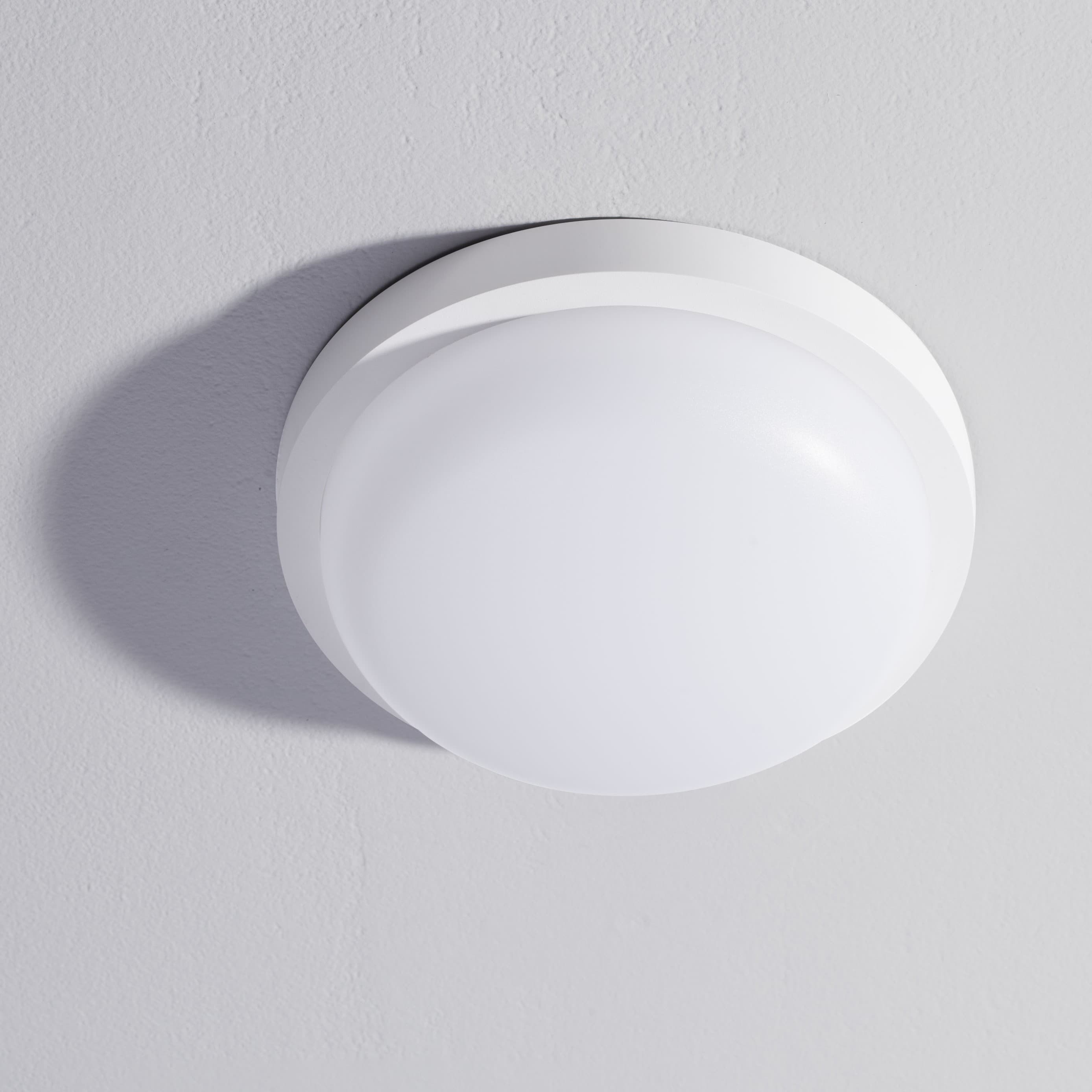 Nova Luce Reo - plafonnier extérieur - Ø 23,5 x 7,5 cm - 19W LED inclus - IP65 - blanc sablé