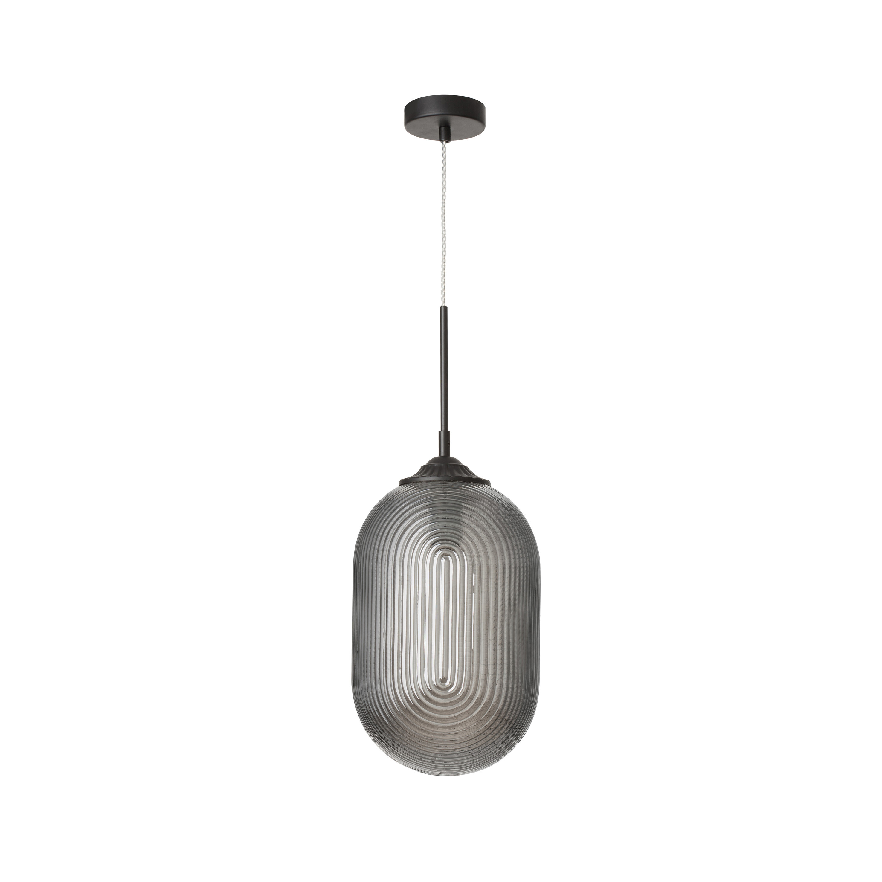 Nova Luce Athena - lampe suspendue - Ø 22,5 x - gris fumé et noir mat