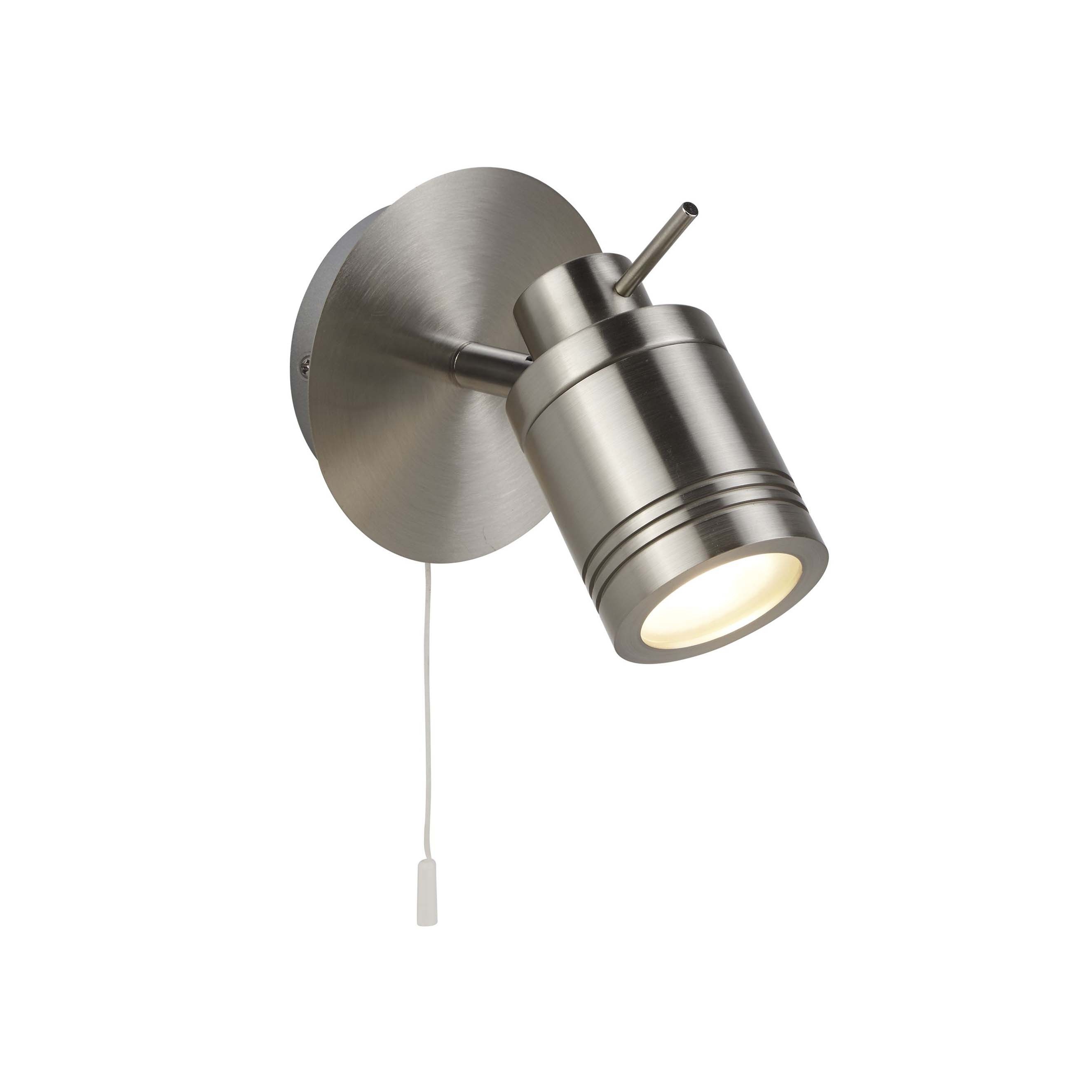Searchlight Samson - applique murale avec interrupteur à tirette - cm - IP44 - argent satiné