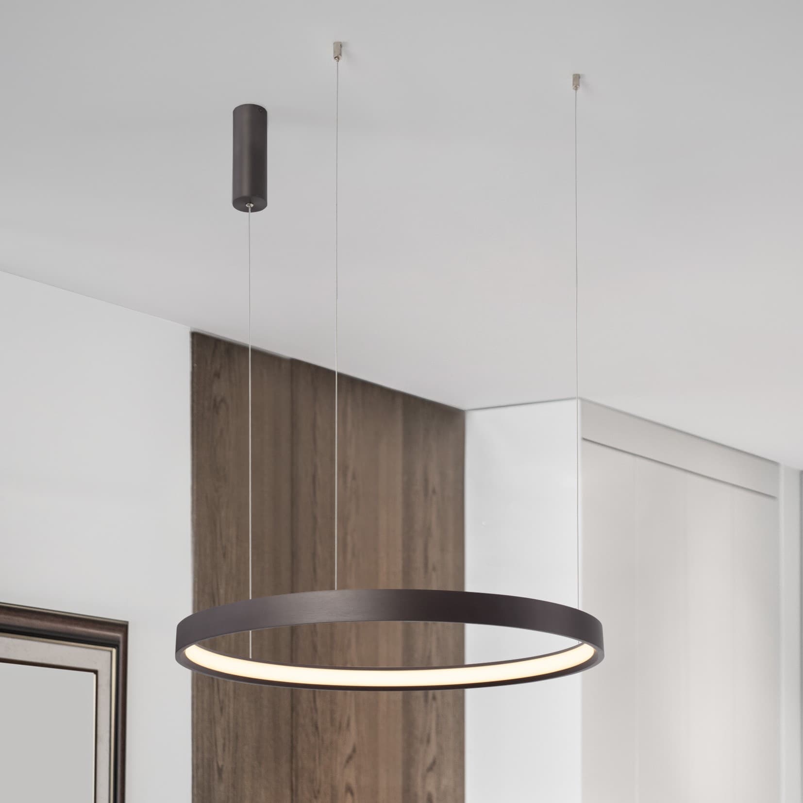 Nova Luce Perrine - lampe suspendue - Ø cm - 40W dimmable LED inclus - brun café brossé