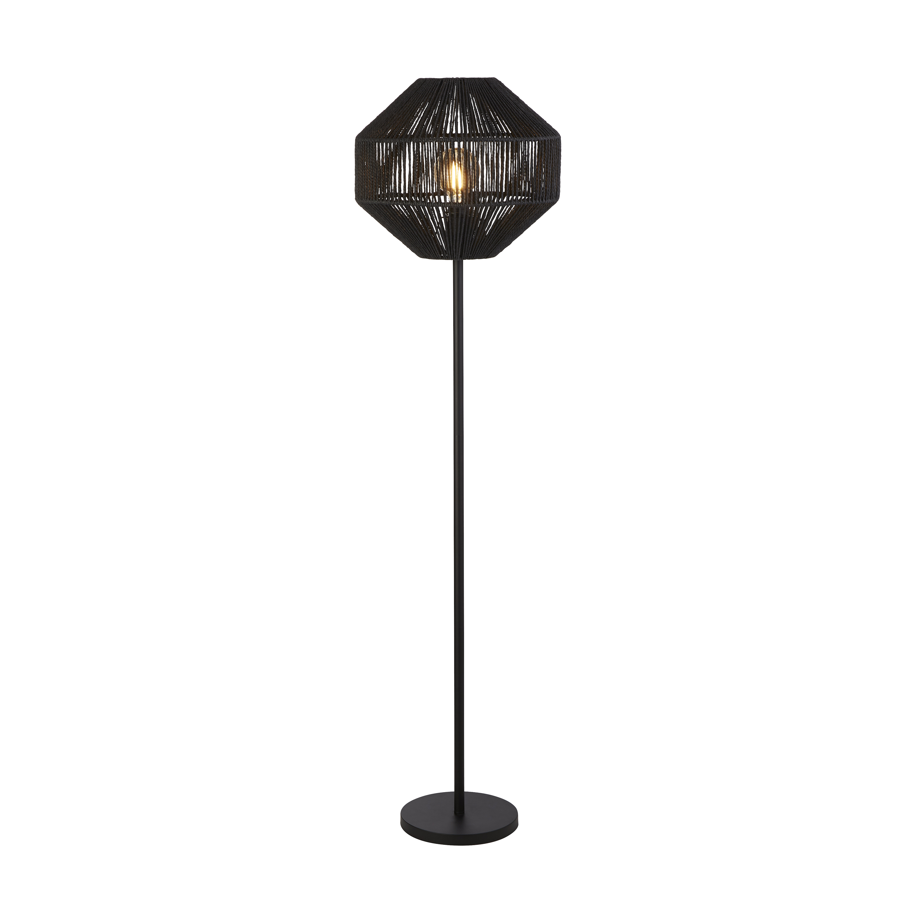 Searchlight Wicker - lampadaire - - noir mat