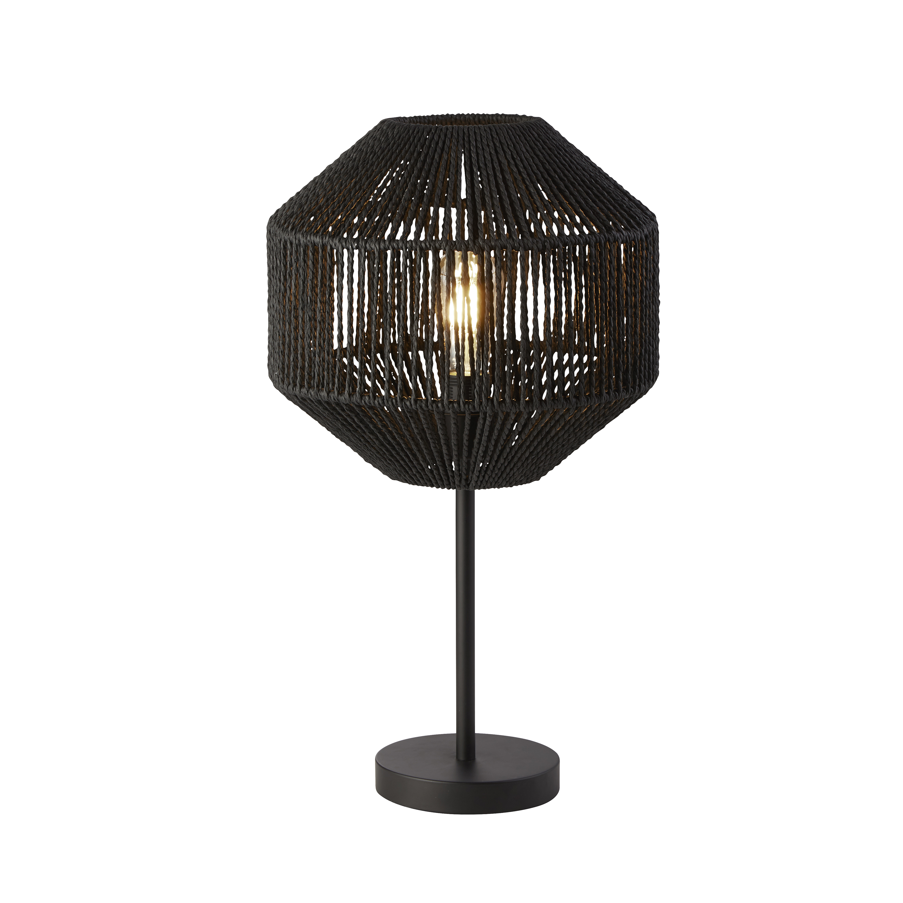 Searchlight Wicker - lampe à poser - Ø 30,5 x - noir mat