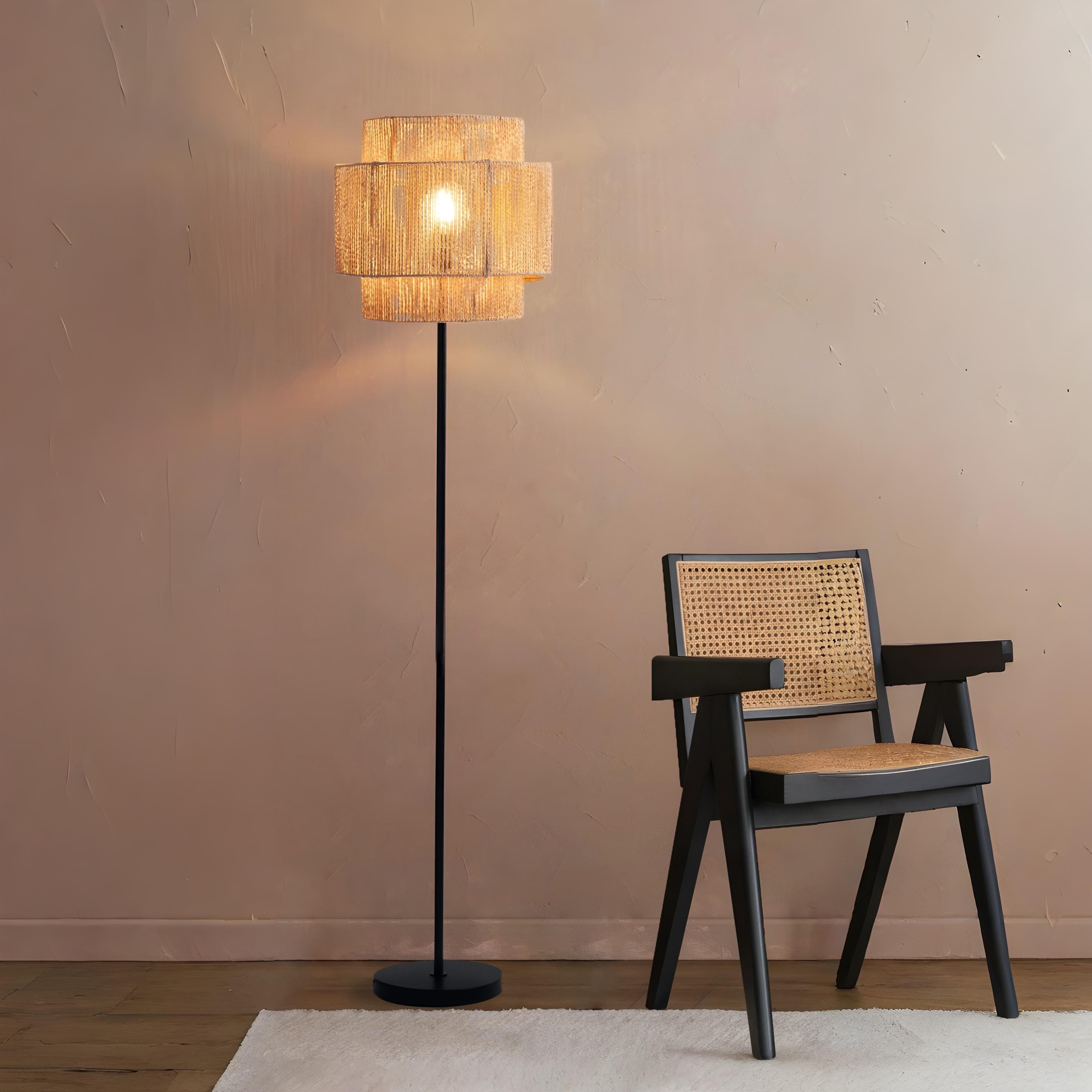 Nova Luce Lito - lampadaire - Ø cm - rotin