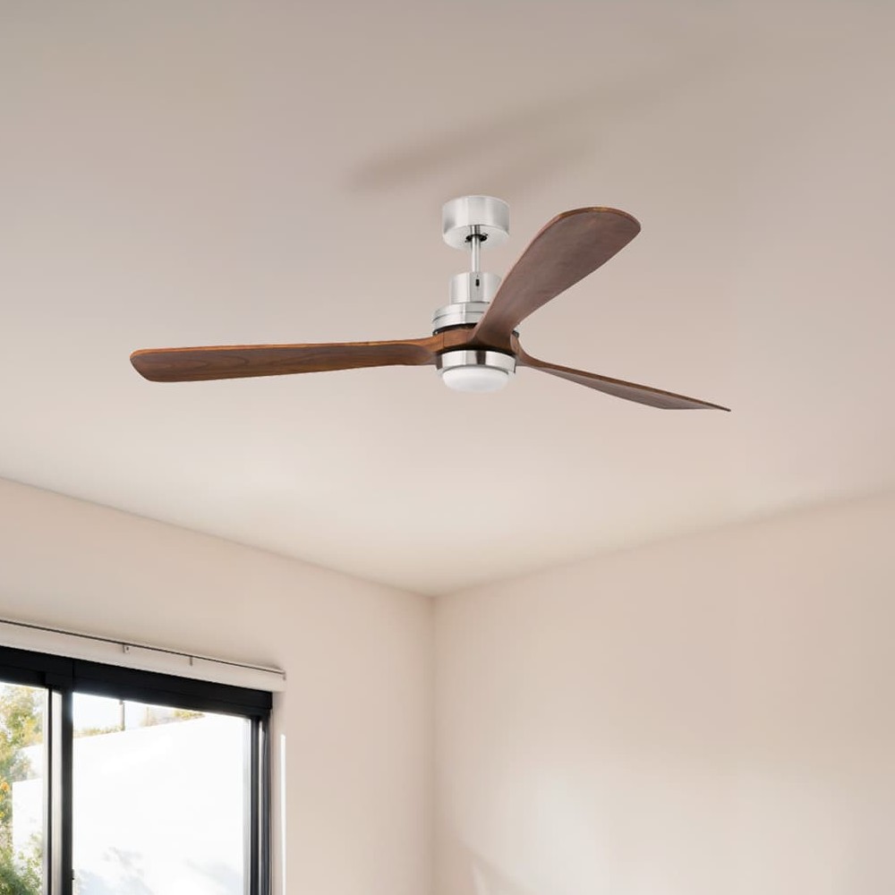 Faro Lantau XL - ventilateur de plafond avec lumière - Ø - nickel mat et noyer