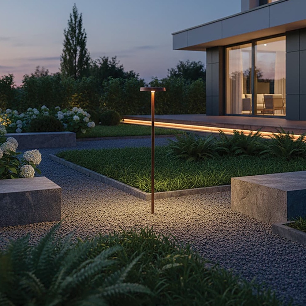 VK Lighting Mush - lampe de jardin à piquet - Ø ,8 cm - 8W LED inclus - IP65 - Brun rouille — vue 3