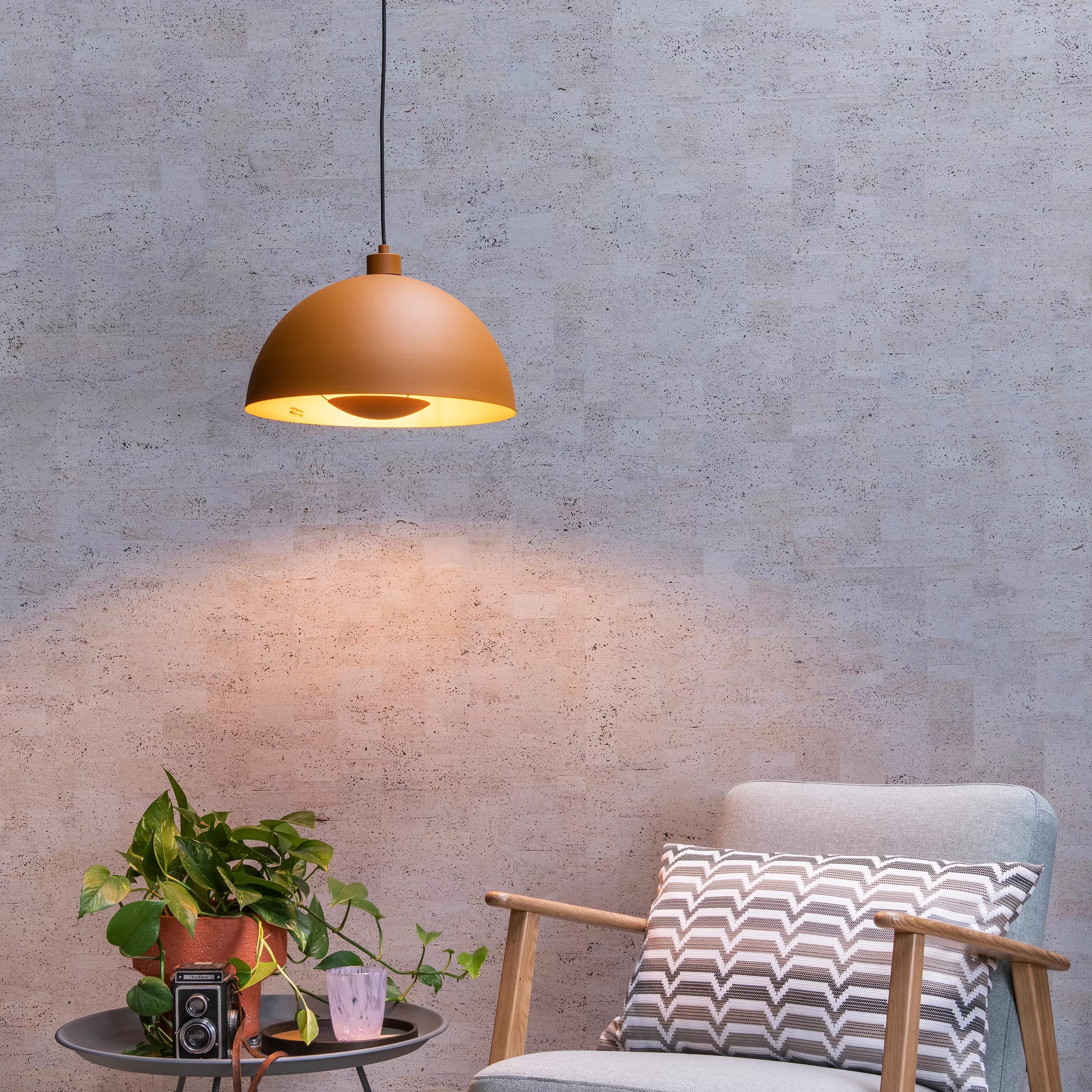 Lucide Siemon - lampe suspendue - Ø40 x - jaune ocre