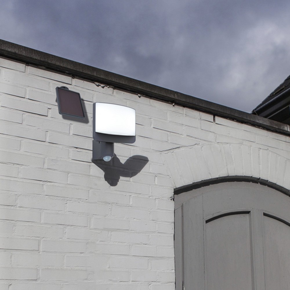 Lutec Sunshine - Applique d"extérieur avec capteur solaire - x 20,5 cm - 11W LED inclus - IP54 - gris foncé - blanc froid
