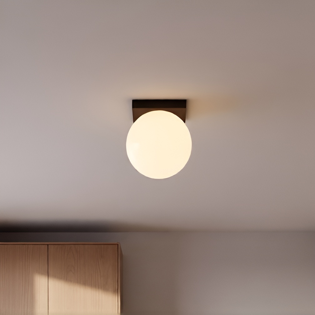 Lucide Tassa - plafonnier - 13,5 x 13,5 x 13,4 cm - 12W dim to warm LED inclus - noir et opale