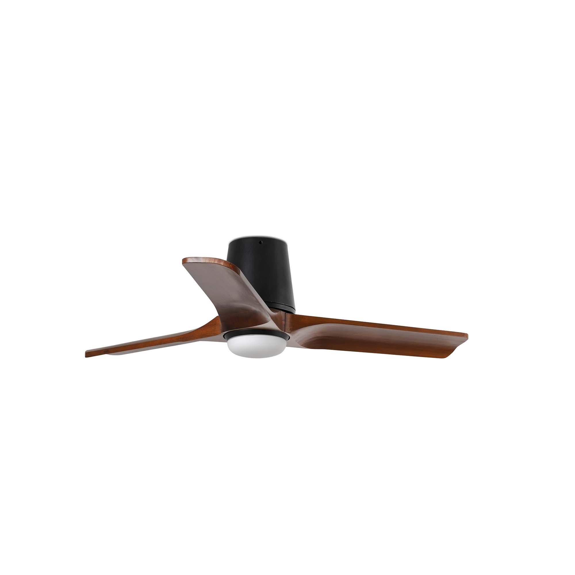 Faro Heywood Tub S - ventilateur de plafond avec lumière et télécommande - Ø ,2 cm - noir mat et noyer foncé