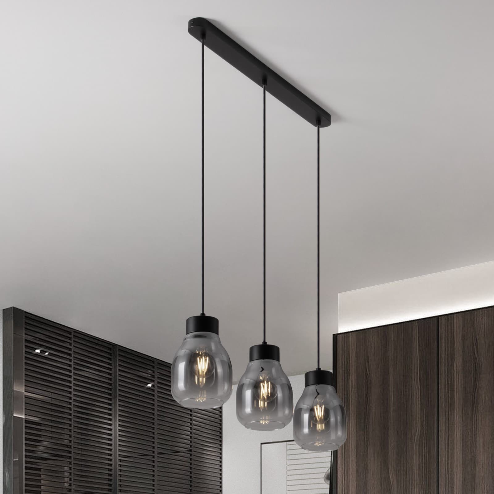 Nova Luce Blacu - lampe suspendue - x - dégradé fumé et noir