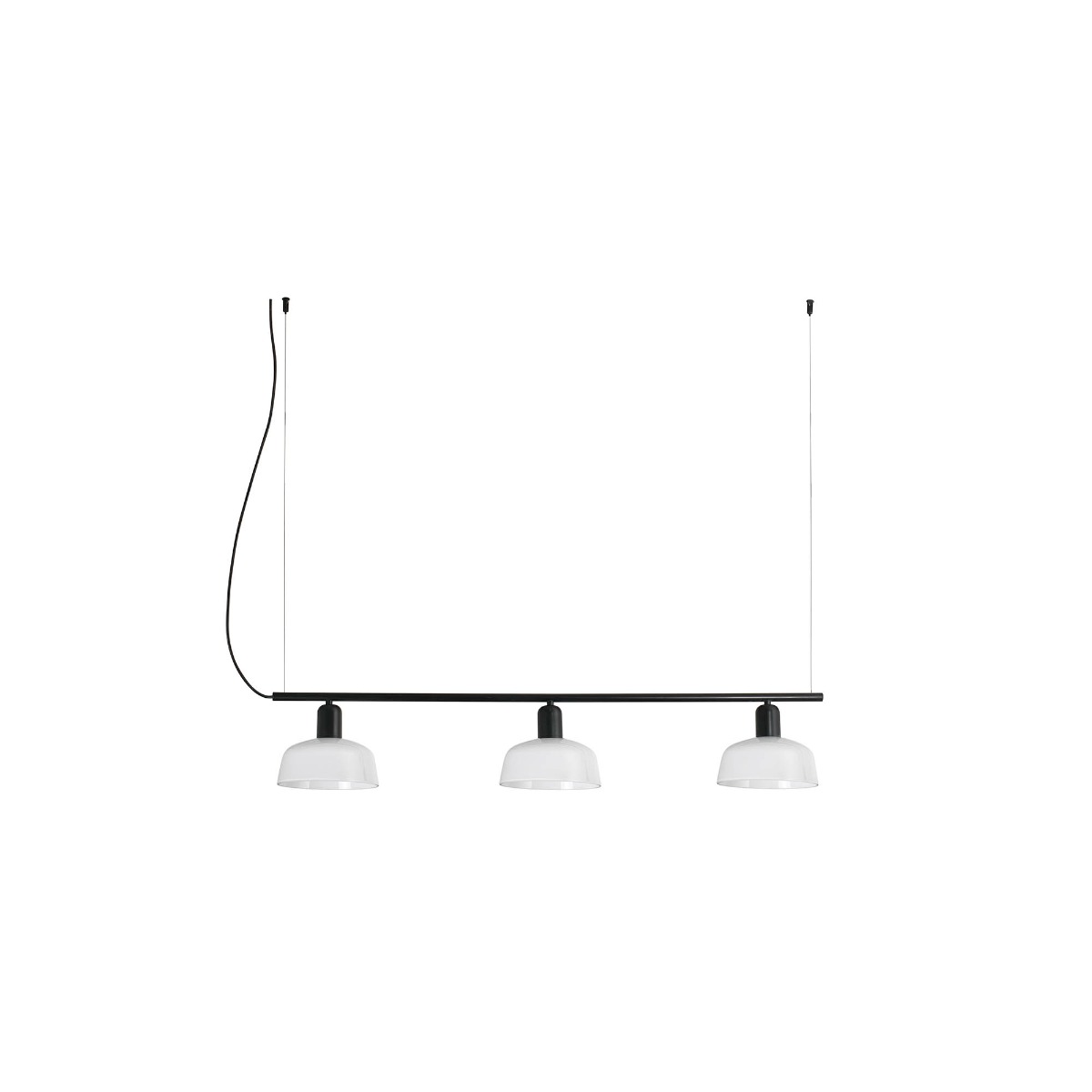 Faro Tatawin - lampe suspendue 3L - 8,1 x cm - noir/verre laiteux