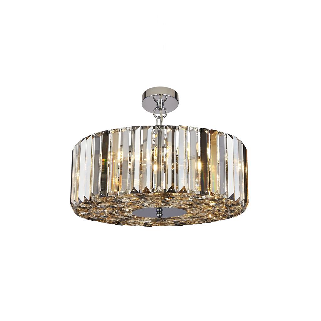 Searchlight Iris - plafonnier suspendu - Ø cm - chrome et ambre